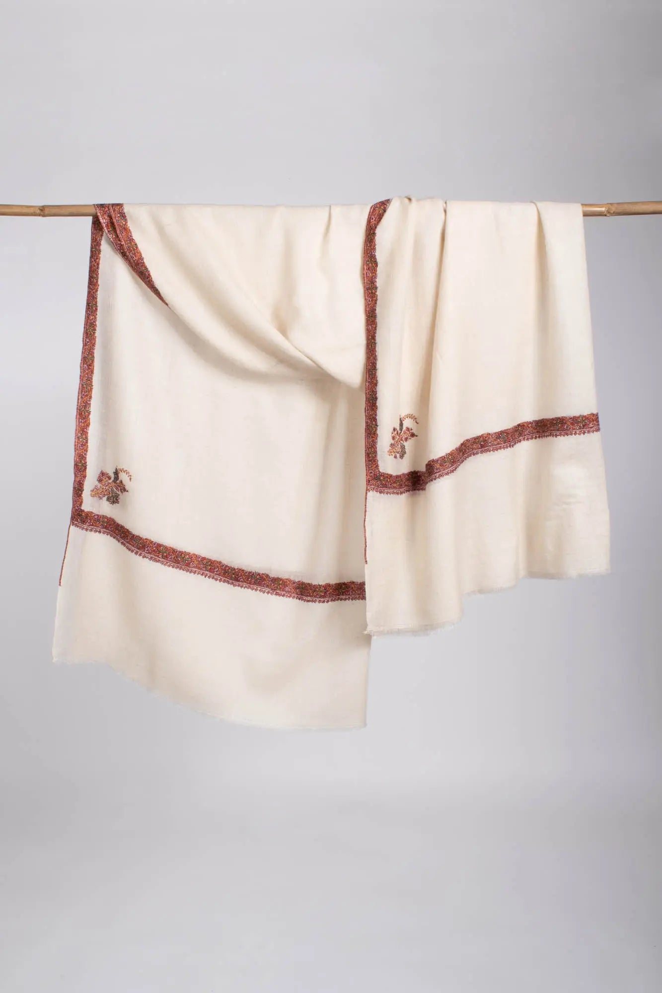 Ivory Handmade Kashmiri Scarf - ROGERS Shahkaar