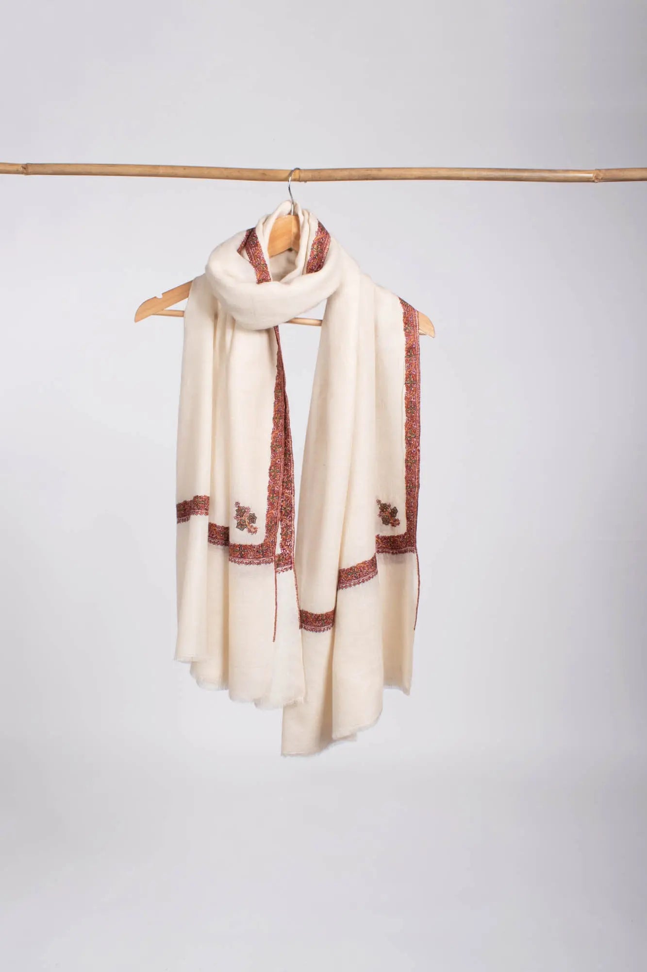 Ivory Handmade Kashmiri Scarf - ROGERS Shahkaar
