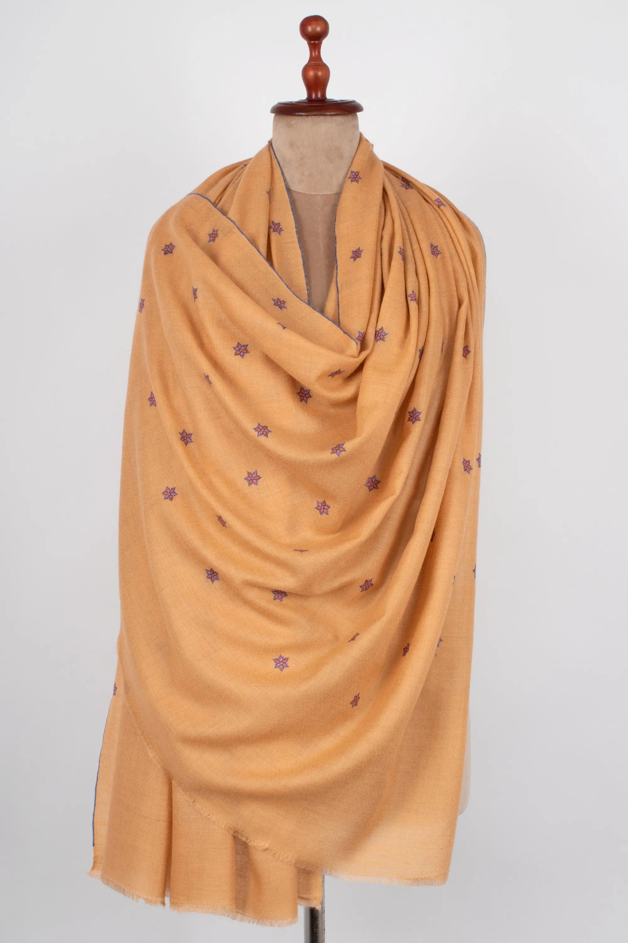 Kashmir Pashmina Star Collection 1 of 5, Hand Embroidered Shawl, Cashmere Wrap, Handwoven, 40x80" Shahkaar