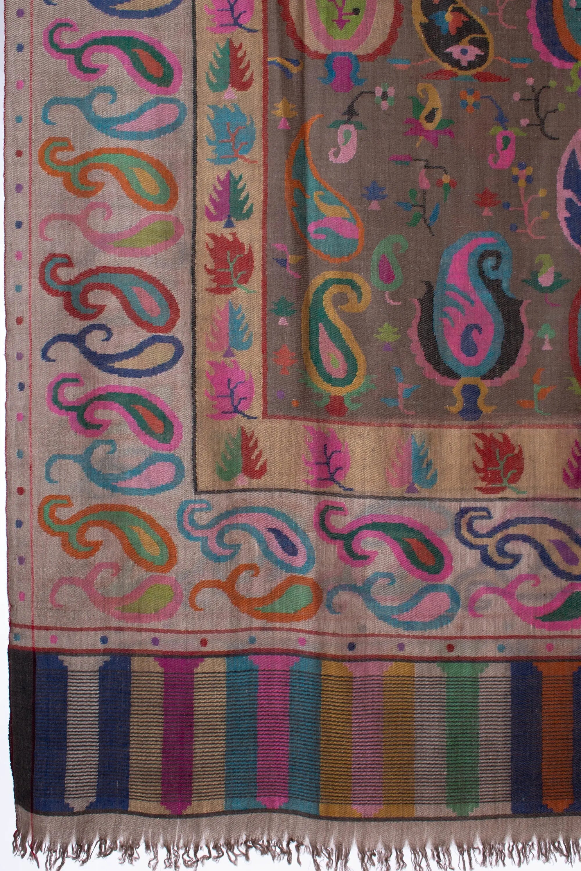 Kashmiri Kani Shawl, Pure Pashmina Wrap, Wooden Needle Woven Scarf, Handcrafted Masterpieces, Winter Shopping, 40x80" - CALEB Shahkaar