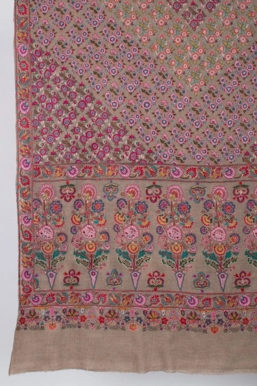 Kashmiri Pashmina Shawl, Special Indian Embroidery Wrap, Cashmere Scarf, Hand Embroidered Shawl, Exclusive Shawl, 40x80" - KANSAS Shahkaar