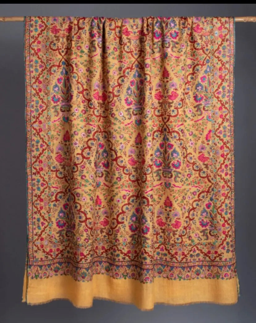 Kashmiri Pashmina Shawl, Special Indian Embroidery Wrap, Cashmere Scarf, Hand Embroidered Shawl, Exclusive Shawl, 40x80" Shahkaar