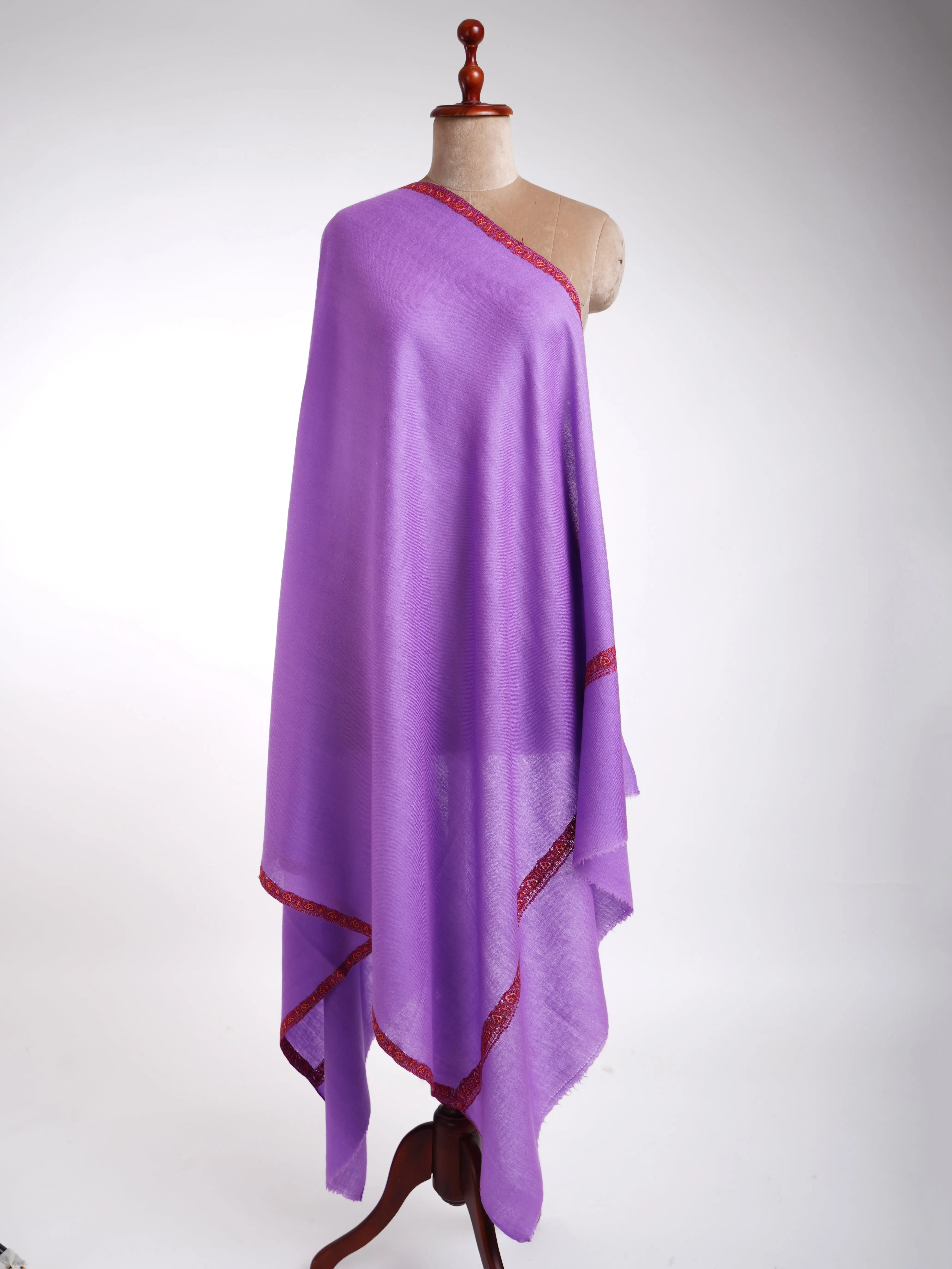 Lavender Hand Embroidered Kashmiri Shawl Shahkaar