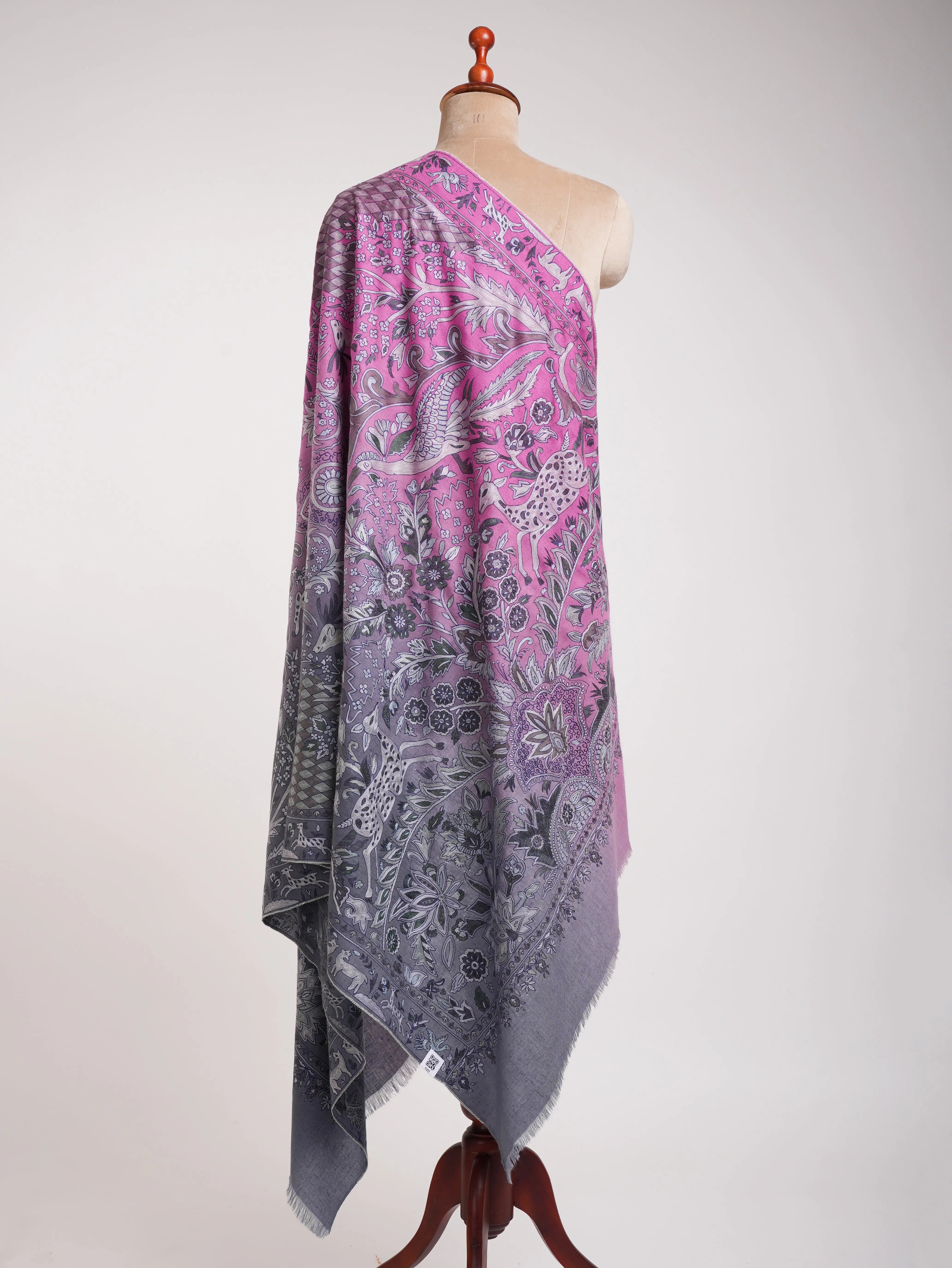 Lavender Ombre Embroidered Pashmina Shawl Shahkaar