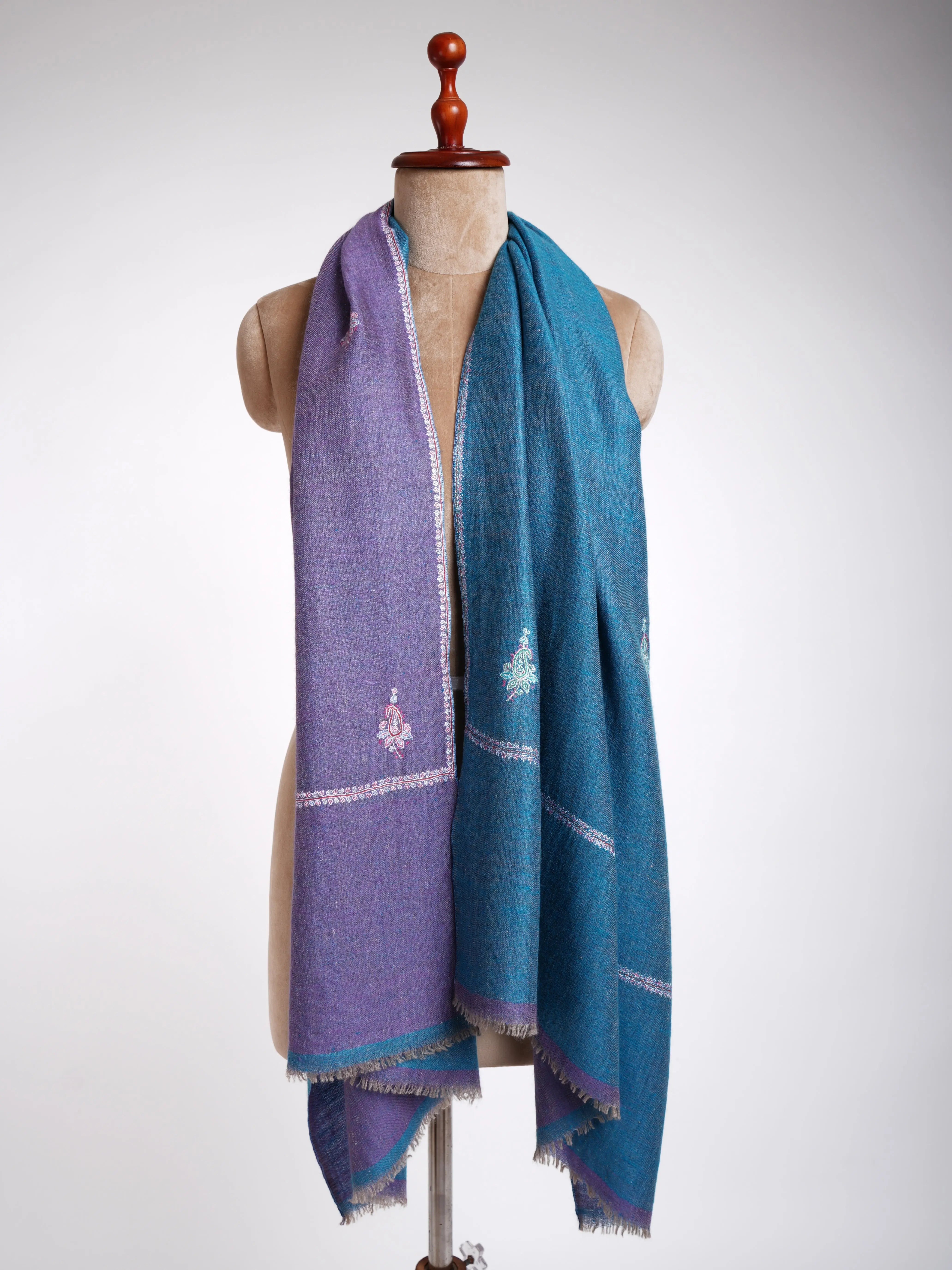 Lavender and Blue Dorukha Cashmere Wrap Shahkaar
