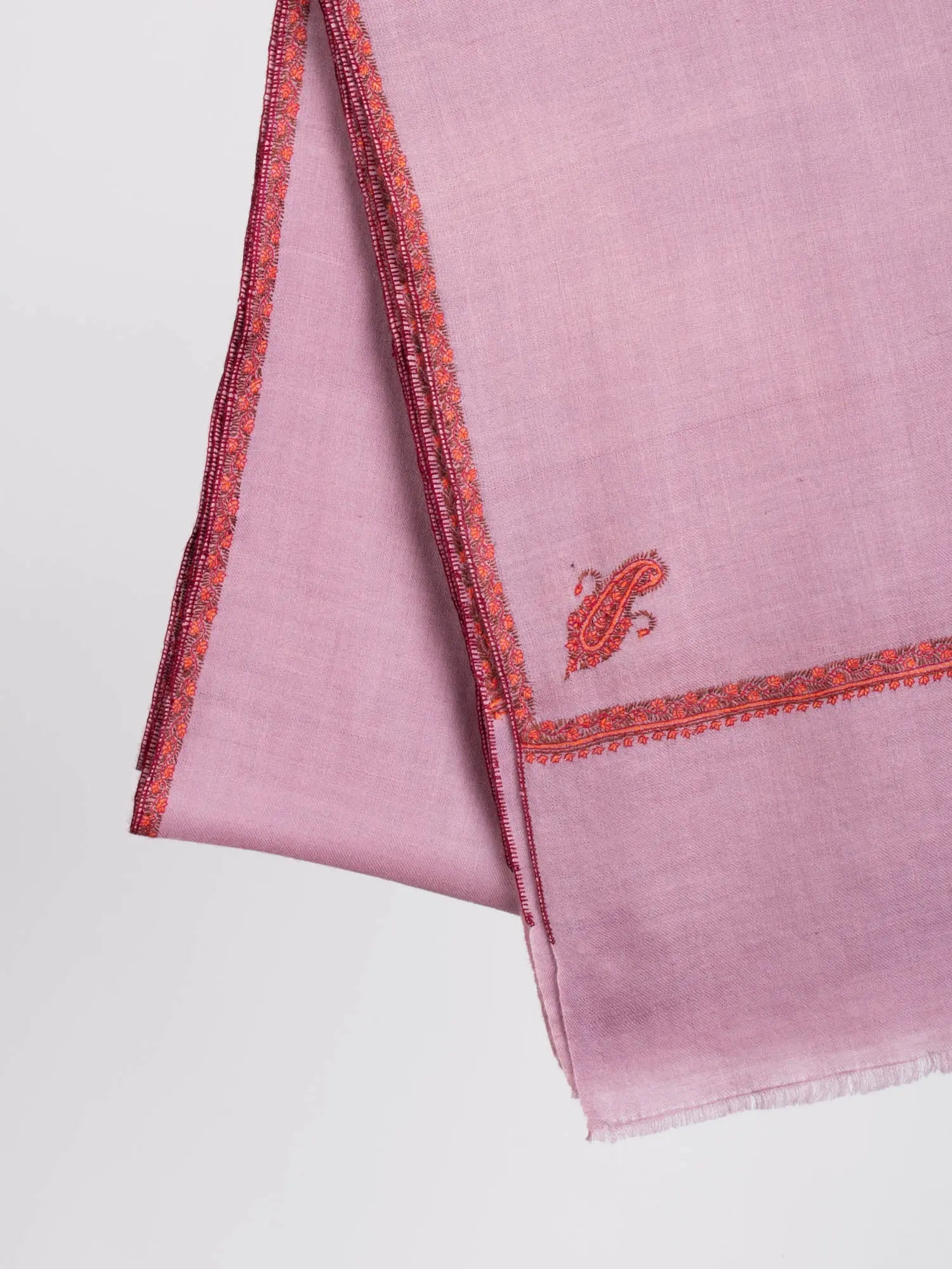 Lilac Color Bail Embroidered Pashmina Shawl - LAGUNA Shahkaar