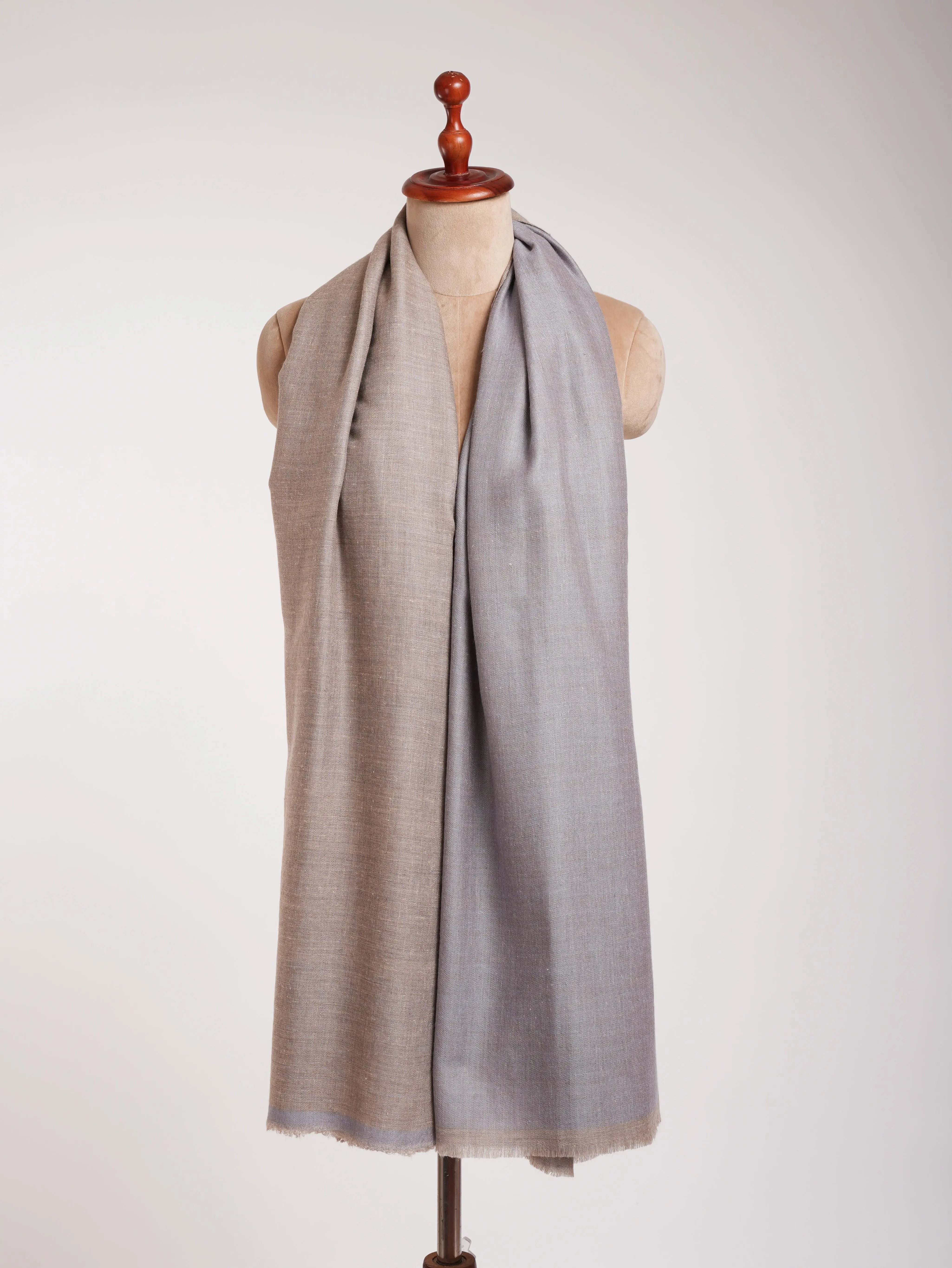 Lilac Gray and Beige Dualshade Pashmina Shawl Shahkaar
