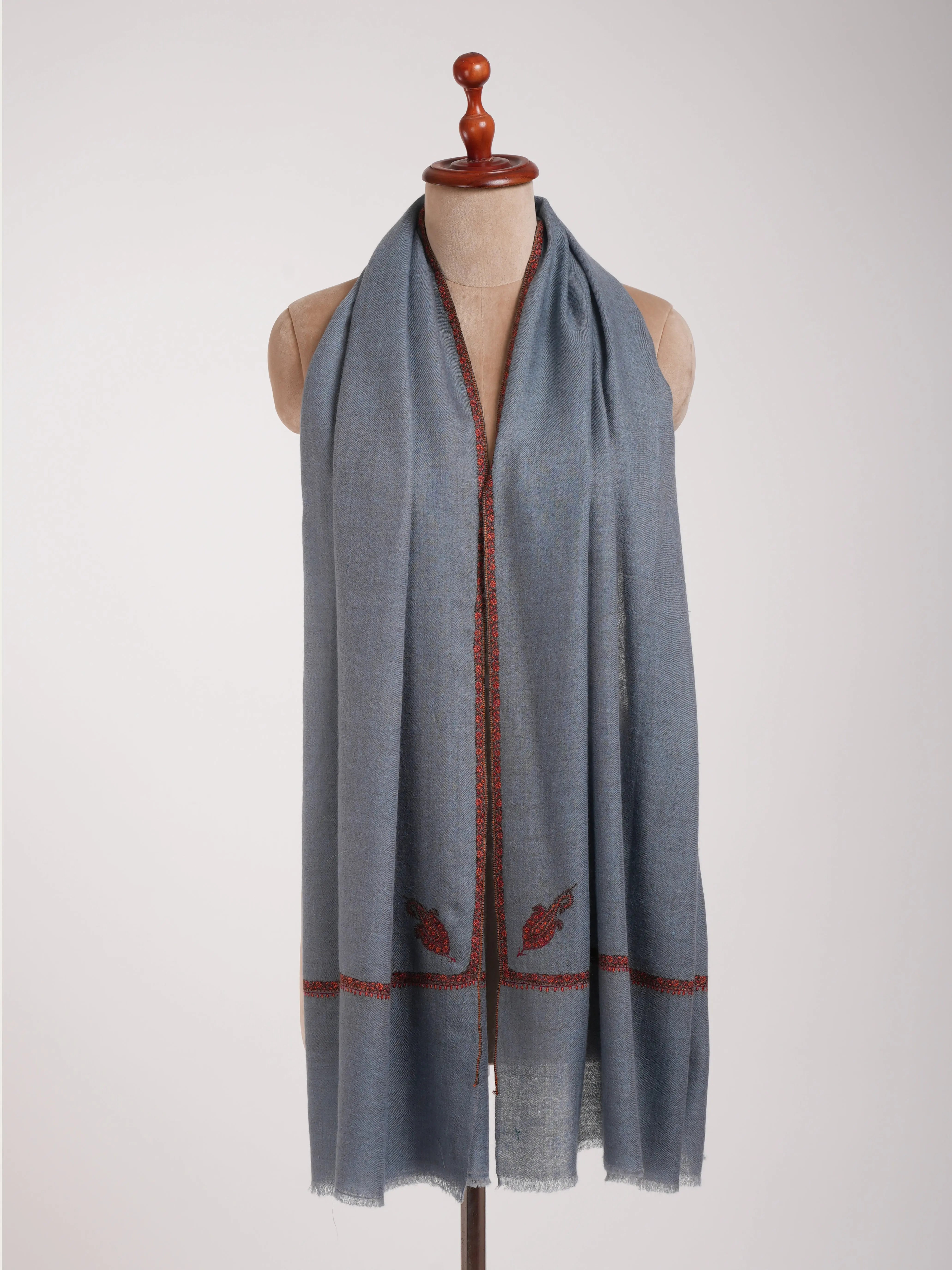 Lilac Grey Handwoven Cashmere Pashmina Wrap Shahkaar