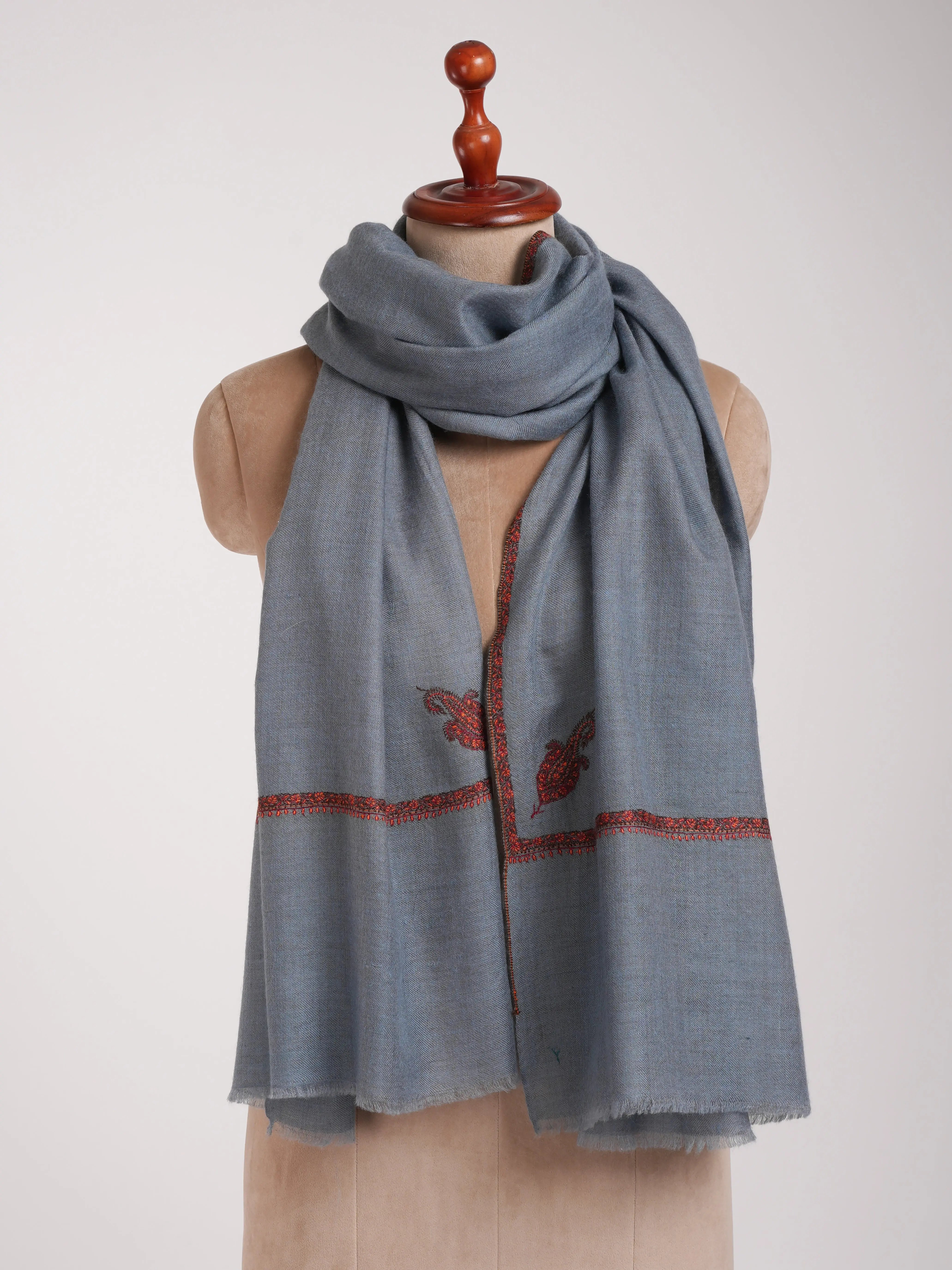 Lilac Grey Handwoven Cashmere Pashmina Wrap Shahkaar