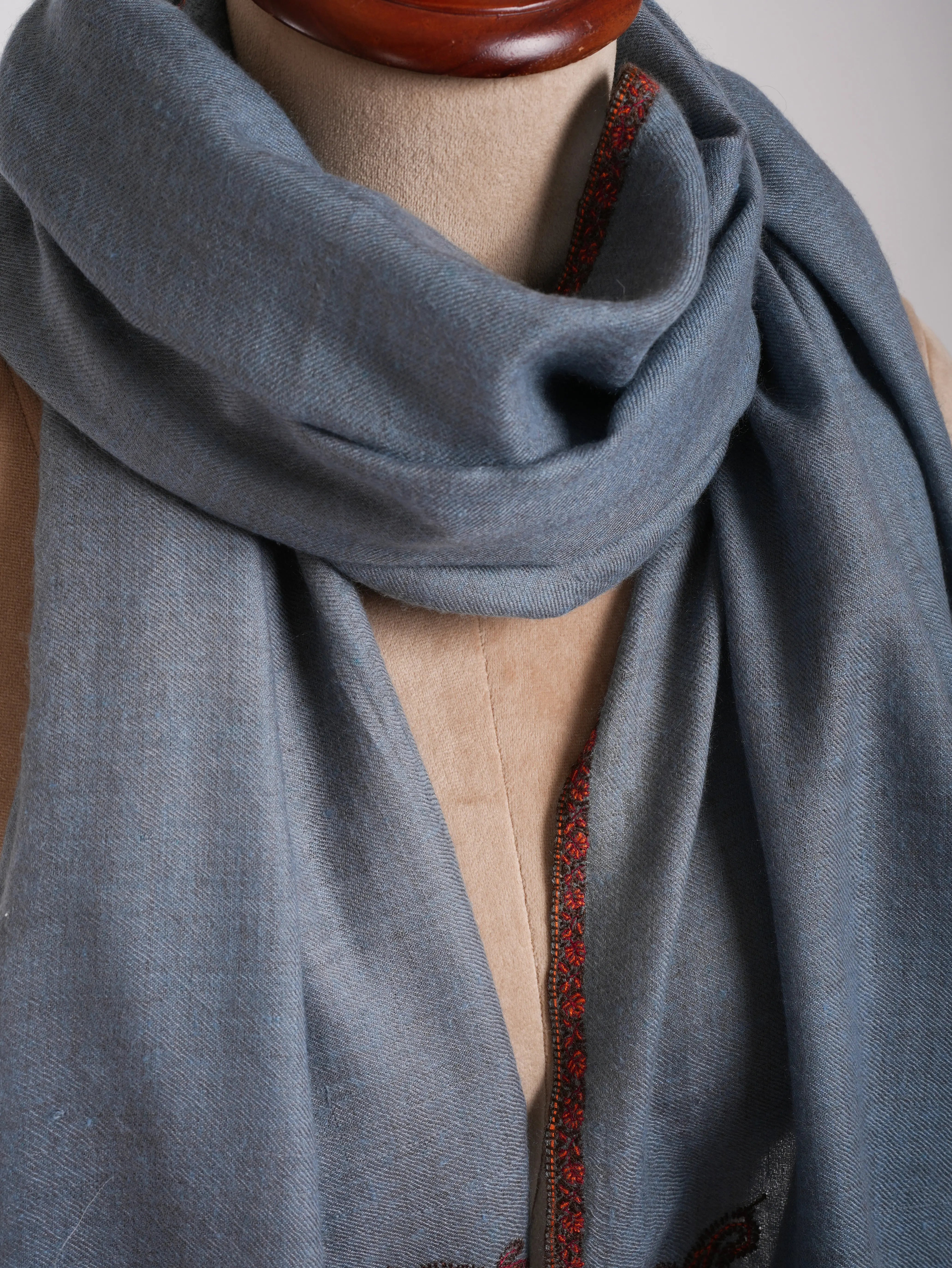 Lilac Grey Handwoven Cashmere Pashmina Wrap Shahkaar