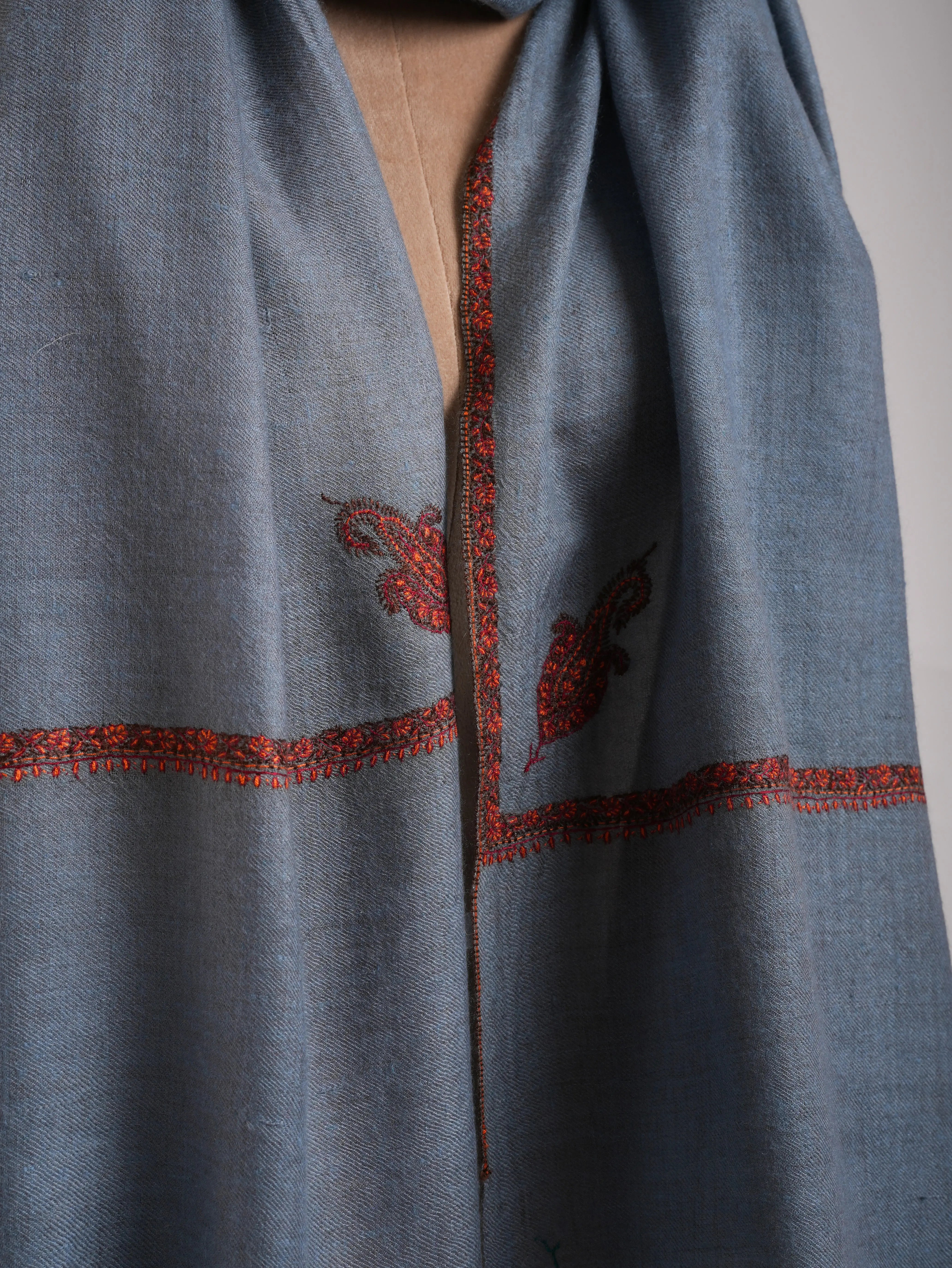 Lilac Grey Handwoven Cashmere Pashmina Wrap Shahkaar
