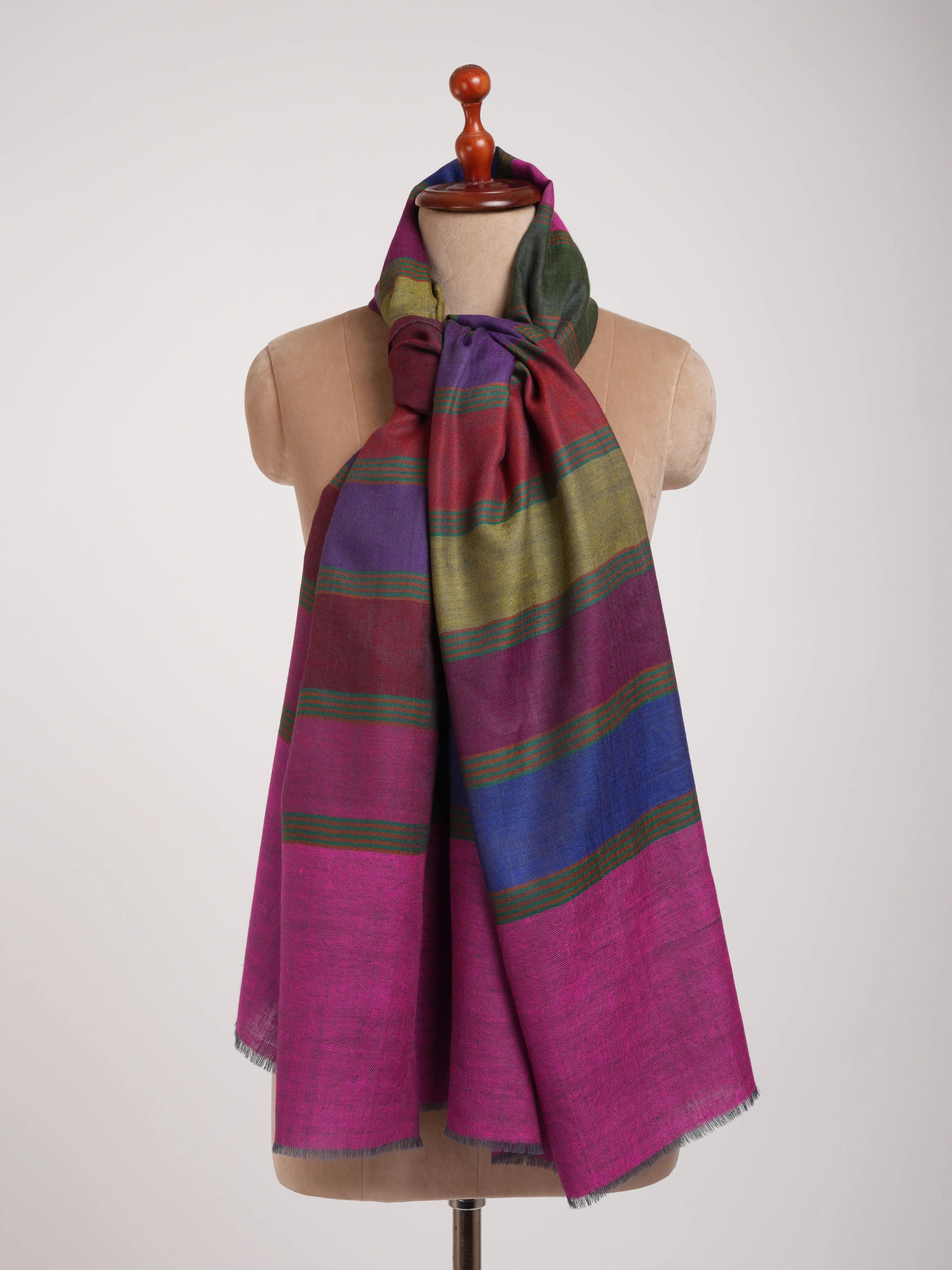 Magenta Dachi Handwoven Indian Pashmina Shawl Shahkaar