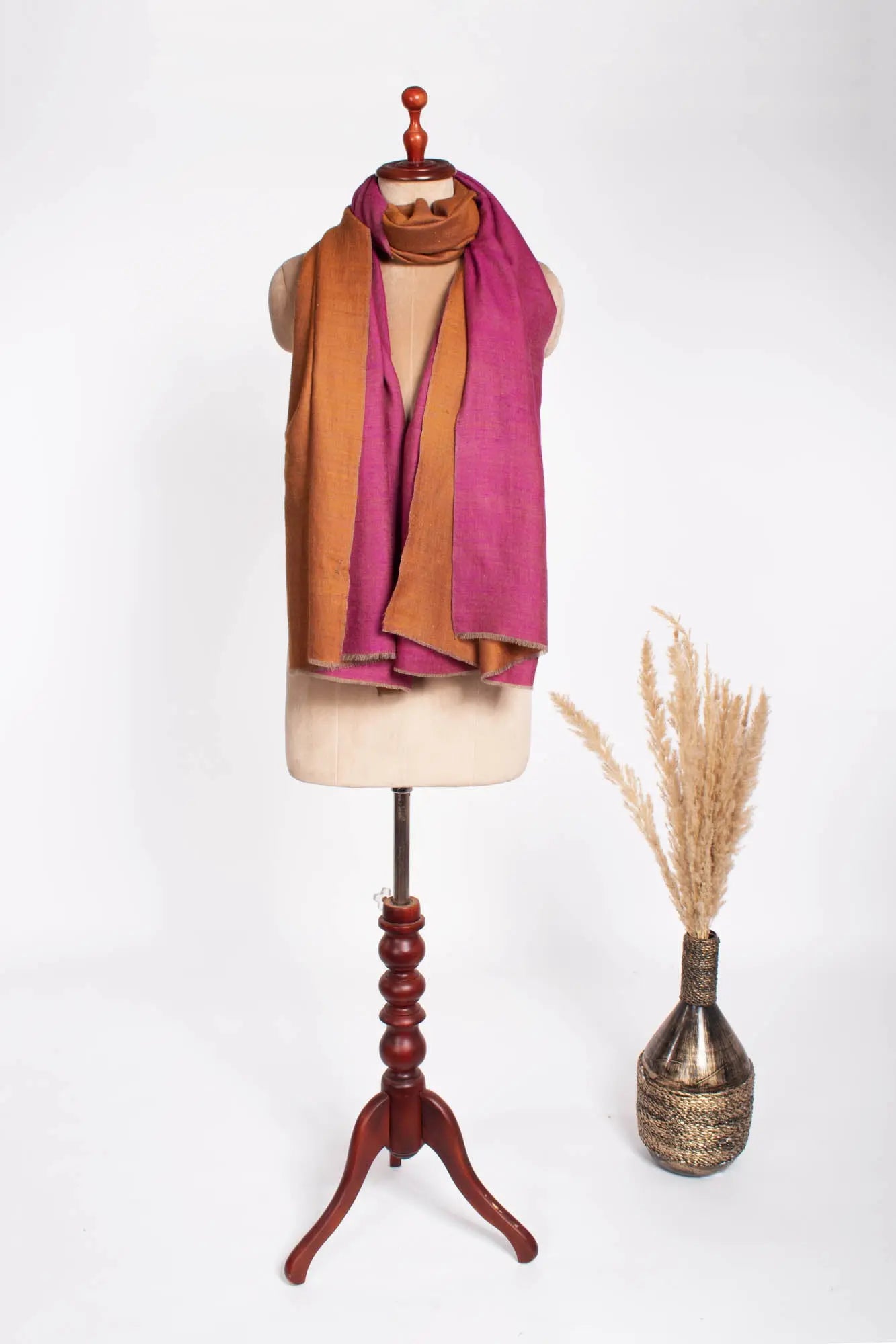 Magenta Orange Dual Shade Pashmina Shawl - BRENTWOOD Shahkaar