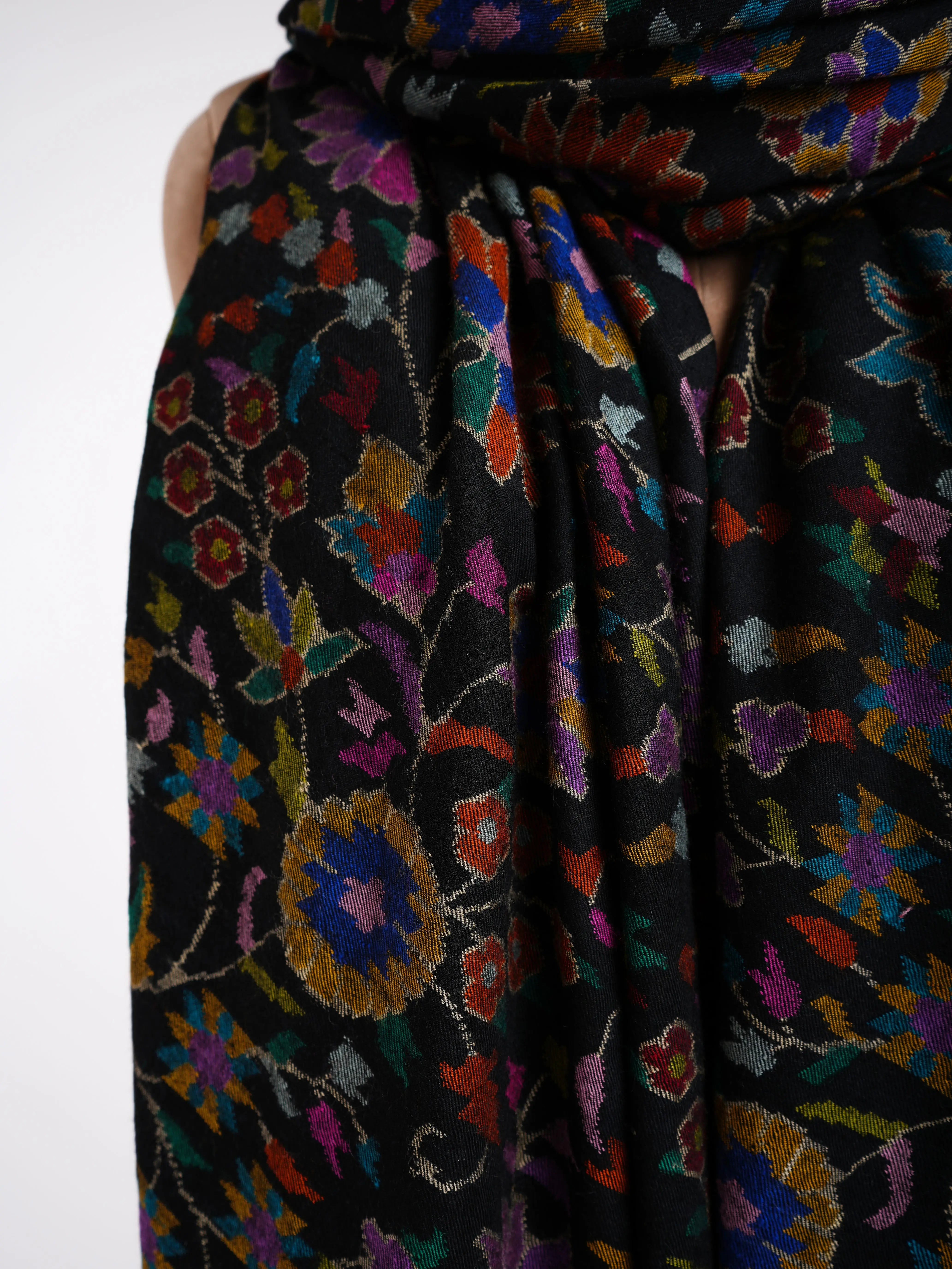 Majestic Black Kani Weave Cashmere Oversized Shawl Shahkaar