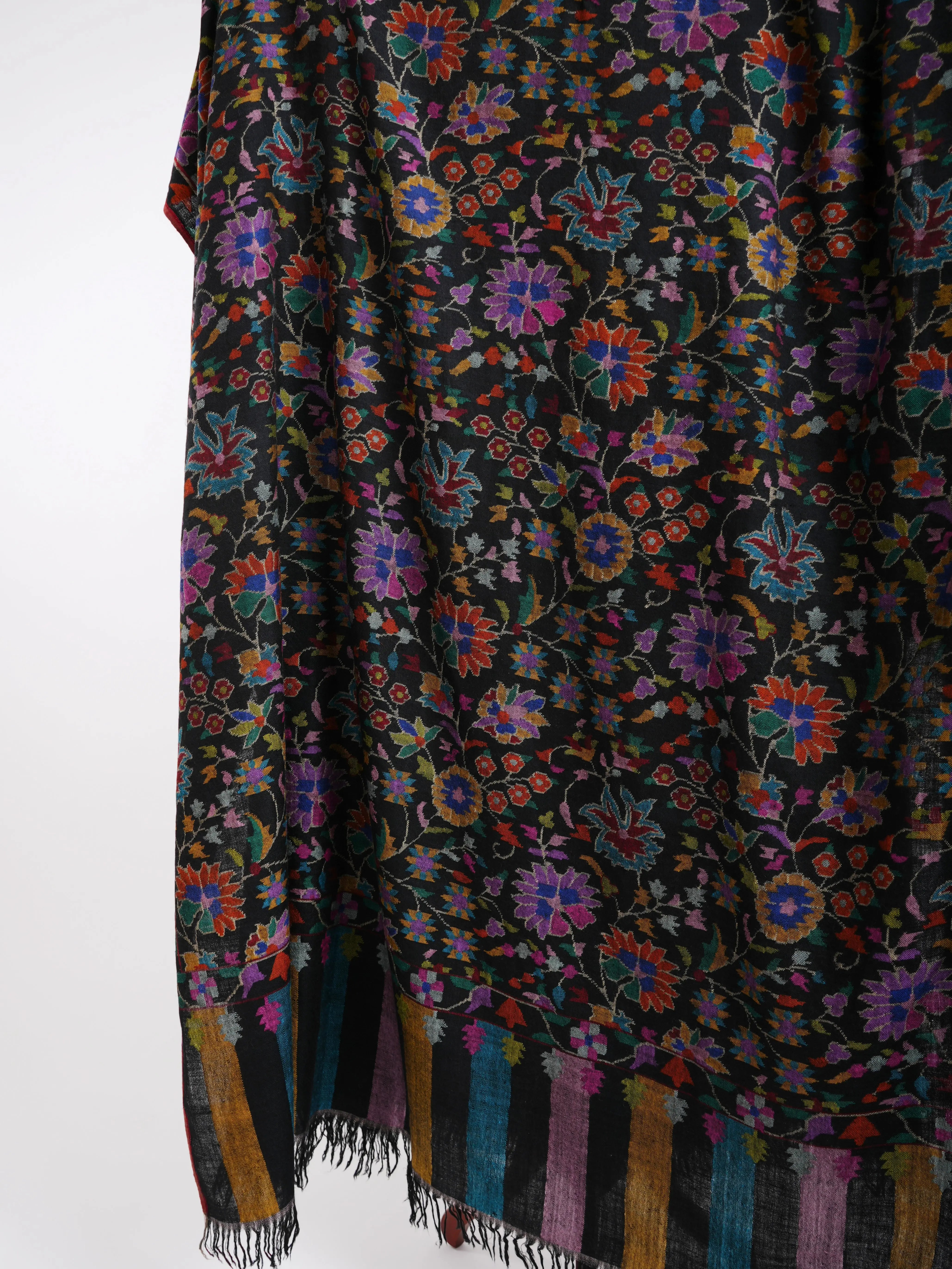 Majestic Black Kani Weave Cashmere Oversized Shawl Shahkaar