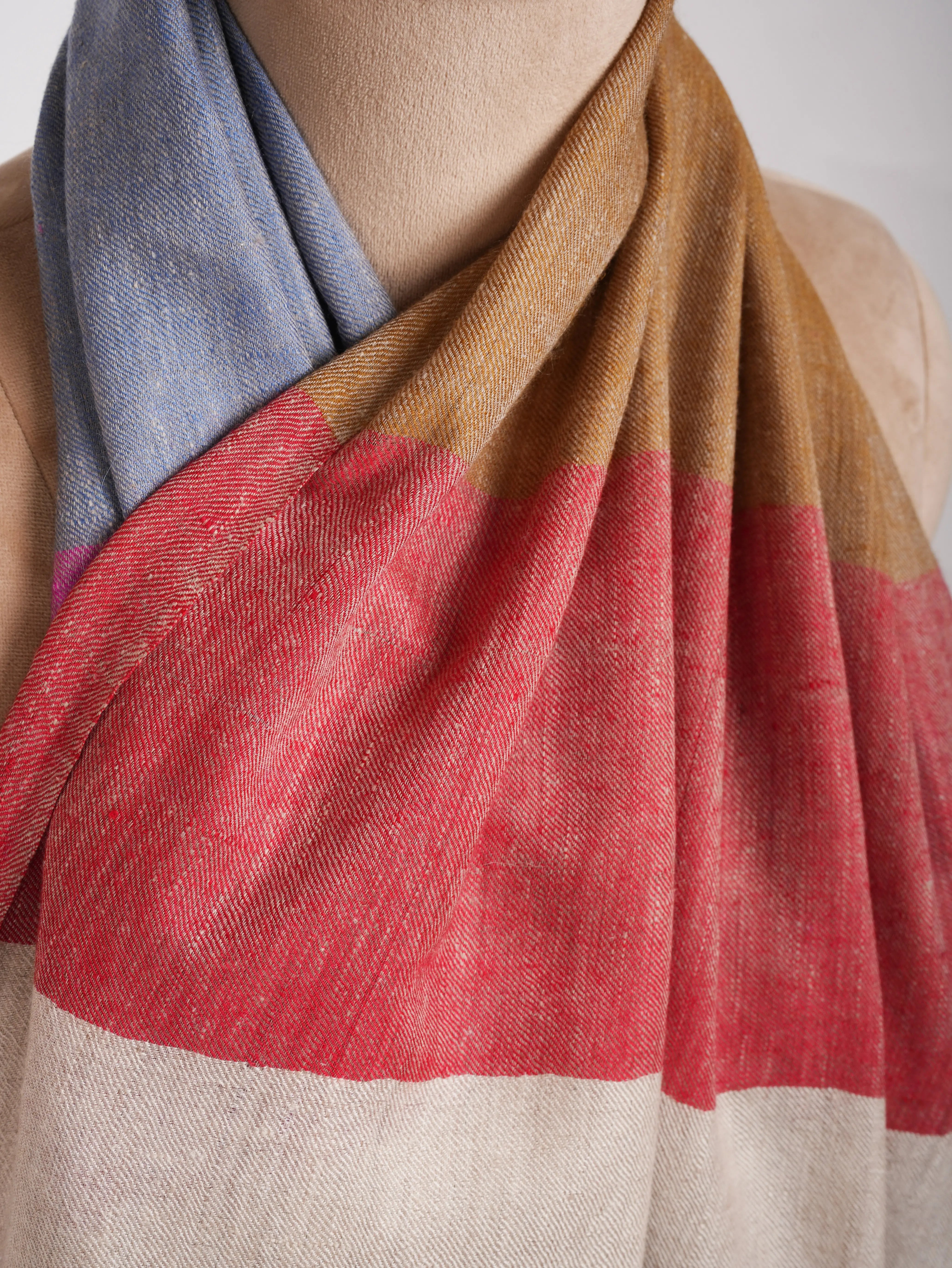 Modern Stripe Authentic Kashmiri Cashmere Stole Shahkaar