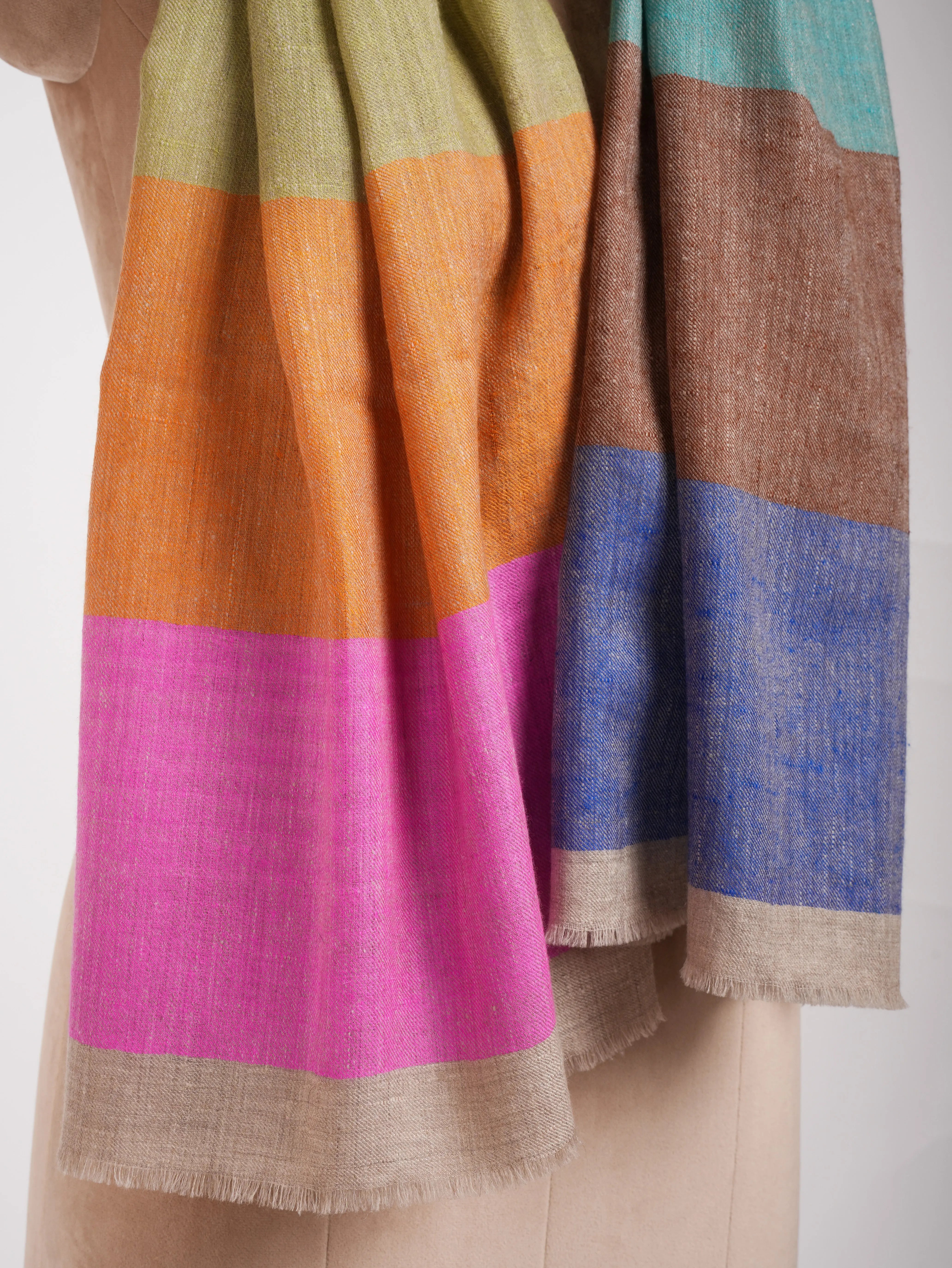 Modern Stripe Authentic Kashmiri Cashmere Stole Shahkaar