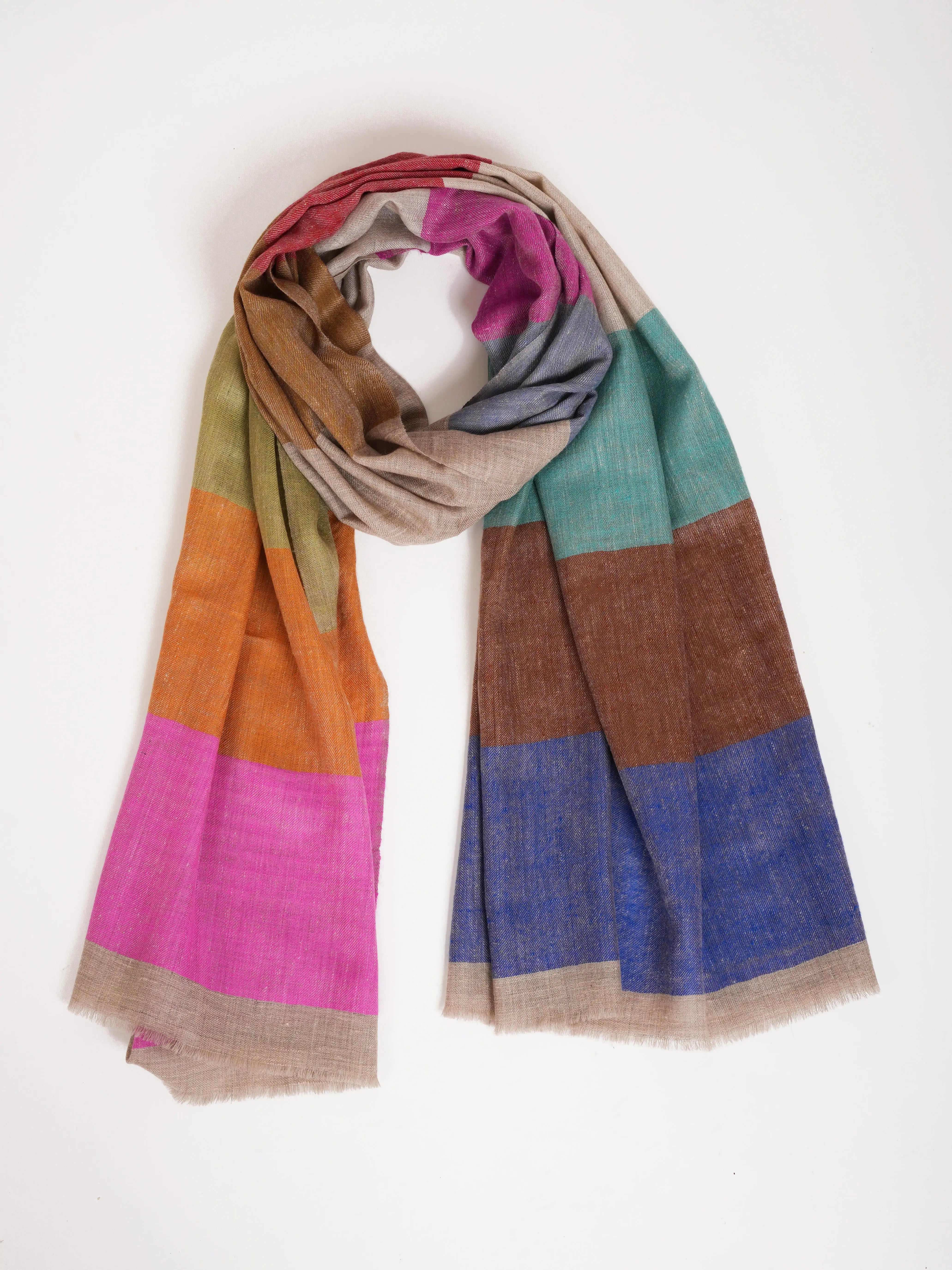 Modern Stripe Authentic Kashmiri Cashmere Stole Shahkaar