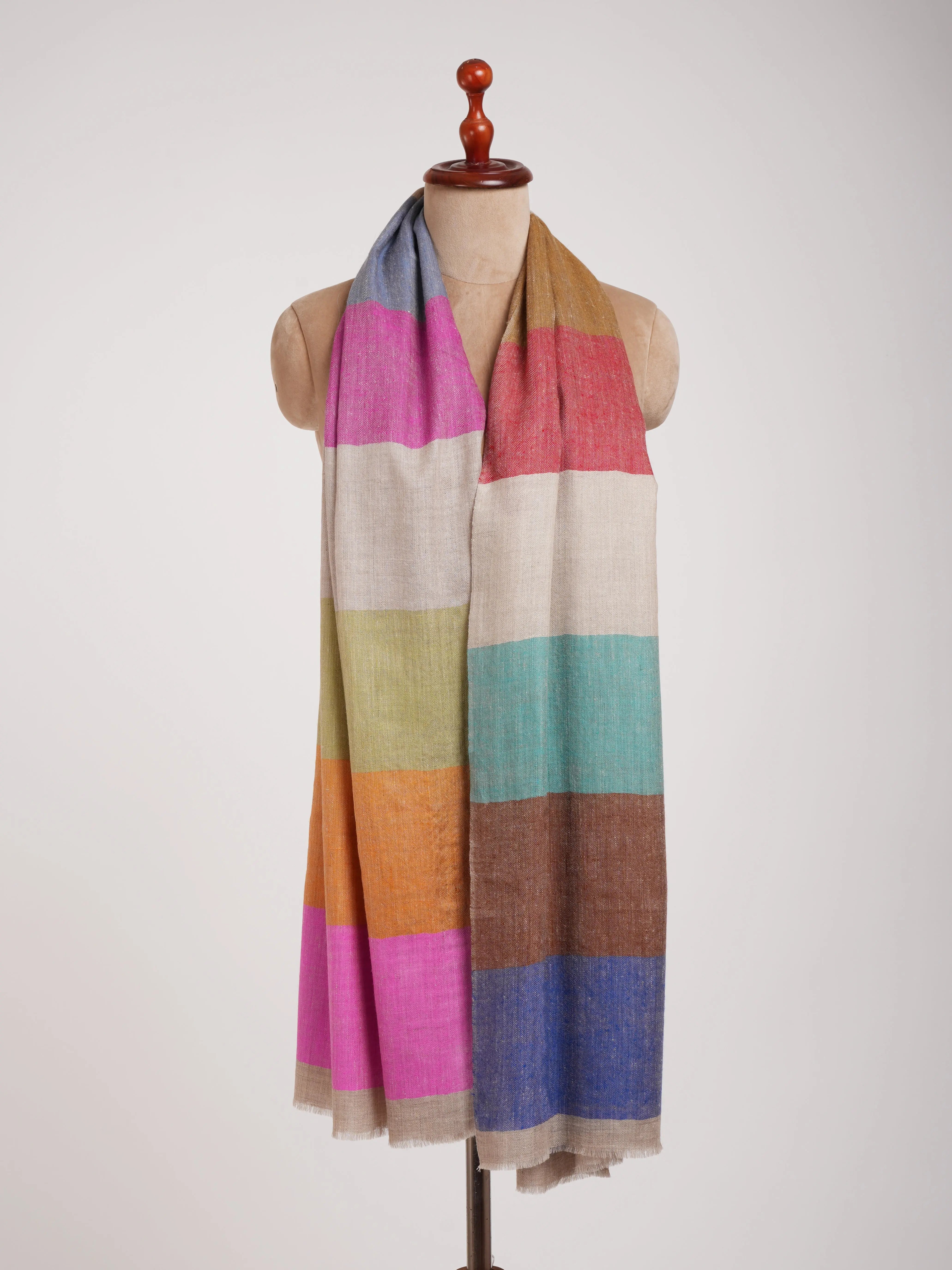 Modern Stripe Authentic Kashmiri Cashmere Stole Shahkaar