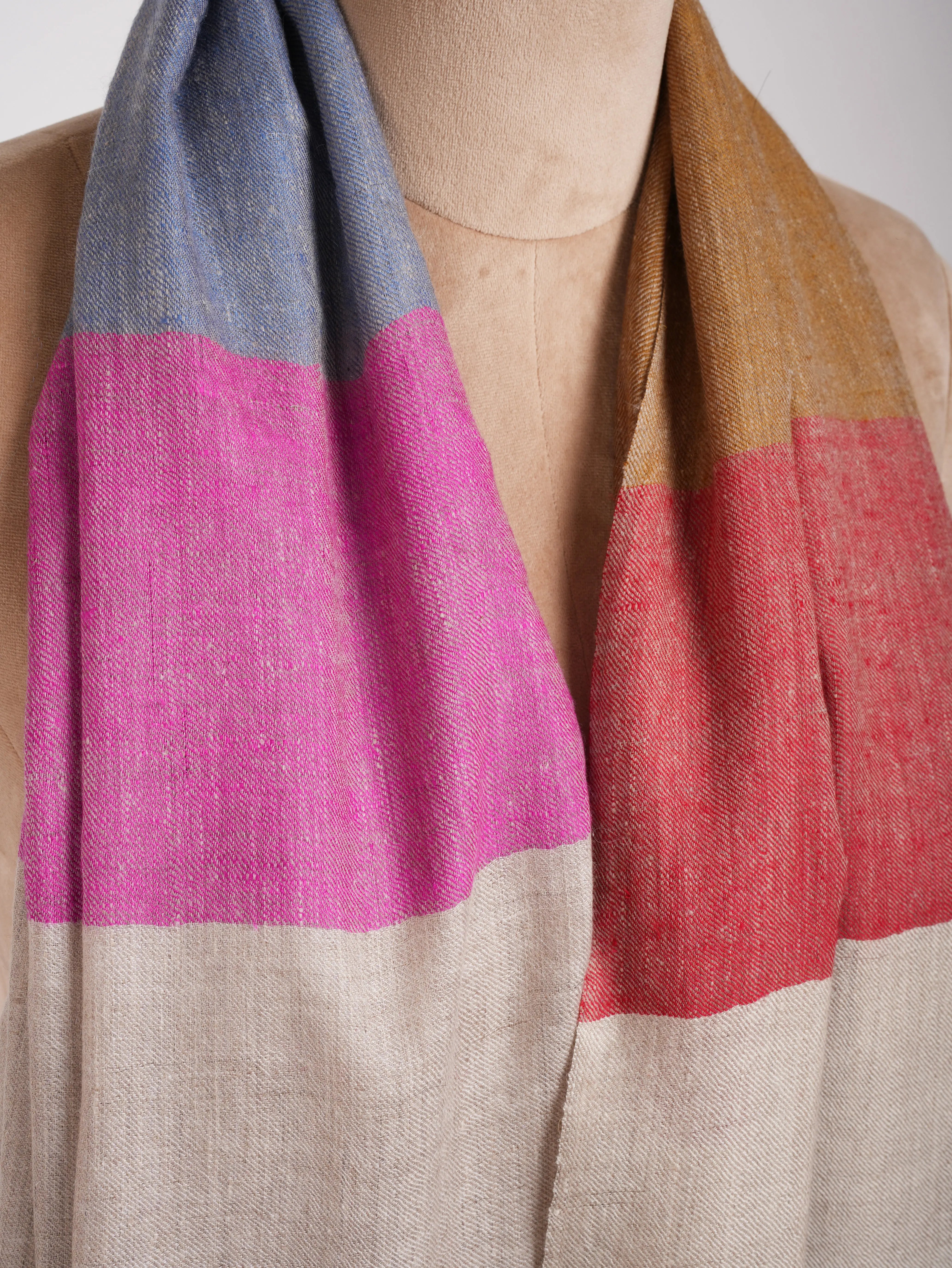 Modern Stripe Authentic Kashmiri Cashmere Stole Shahkaar