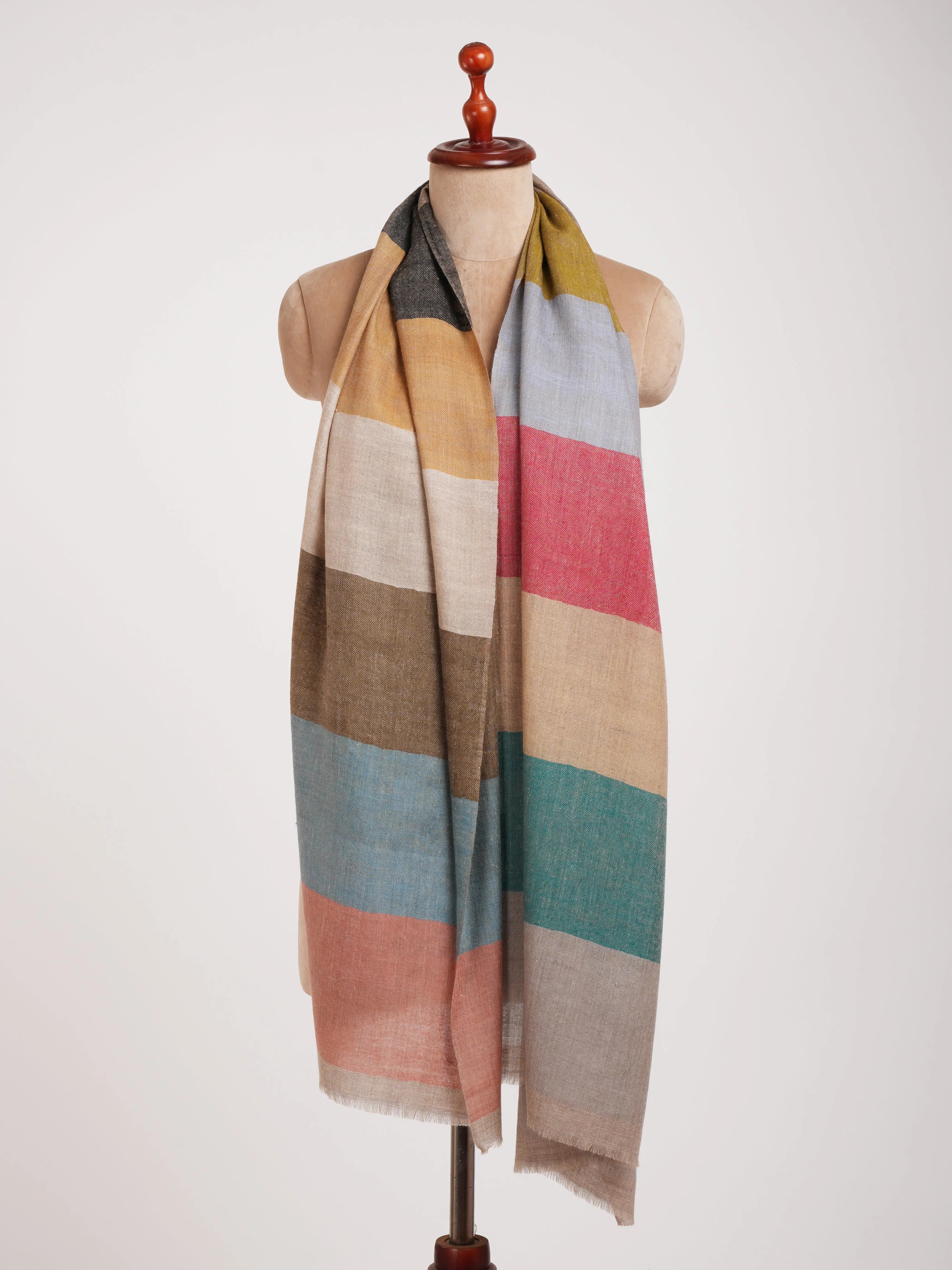 Modern Stripe Handwoven Cashmere Scarf Shahkaar