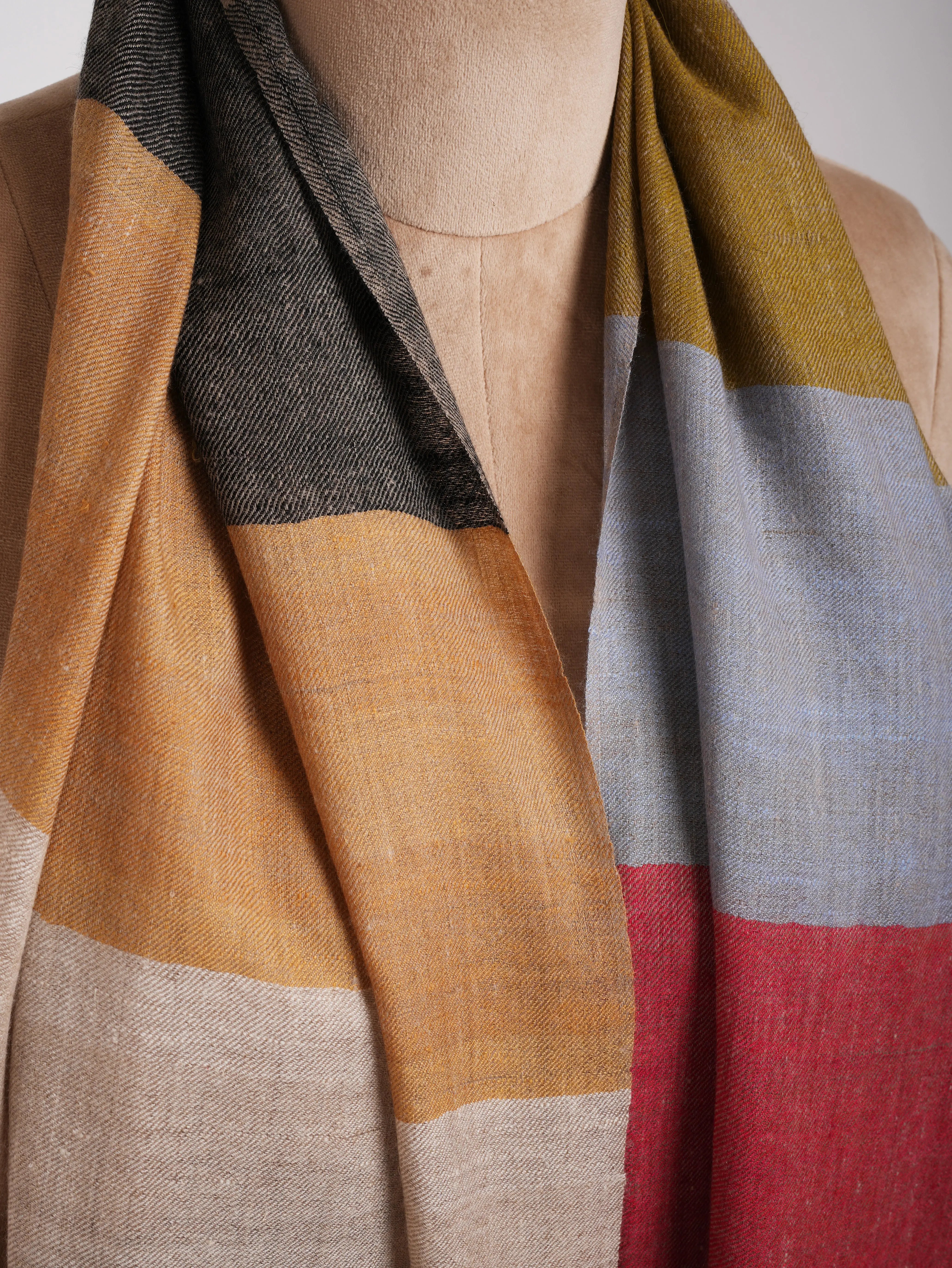 Modern Stripe Handwoven Cashmere Scarf Shahkaar