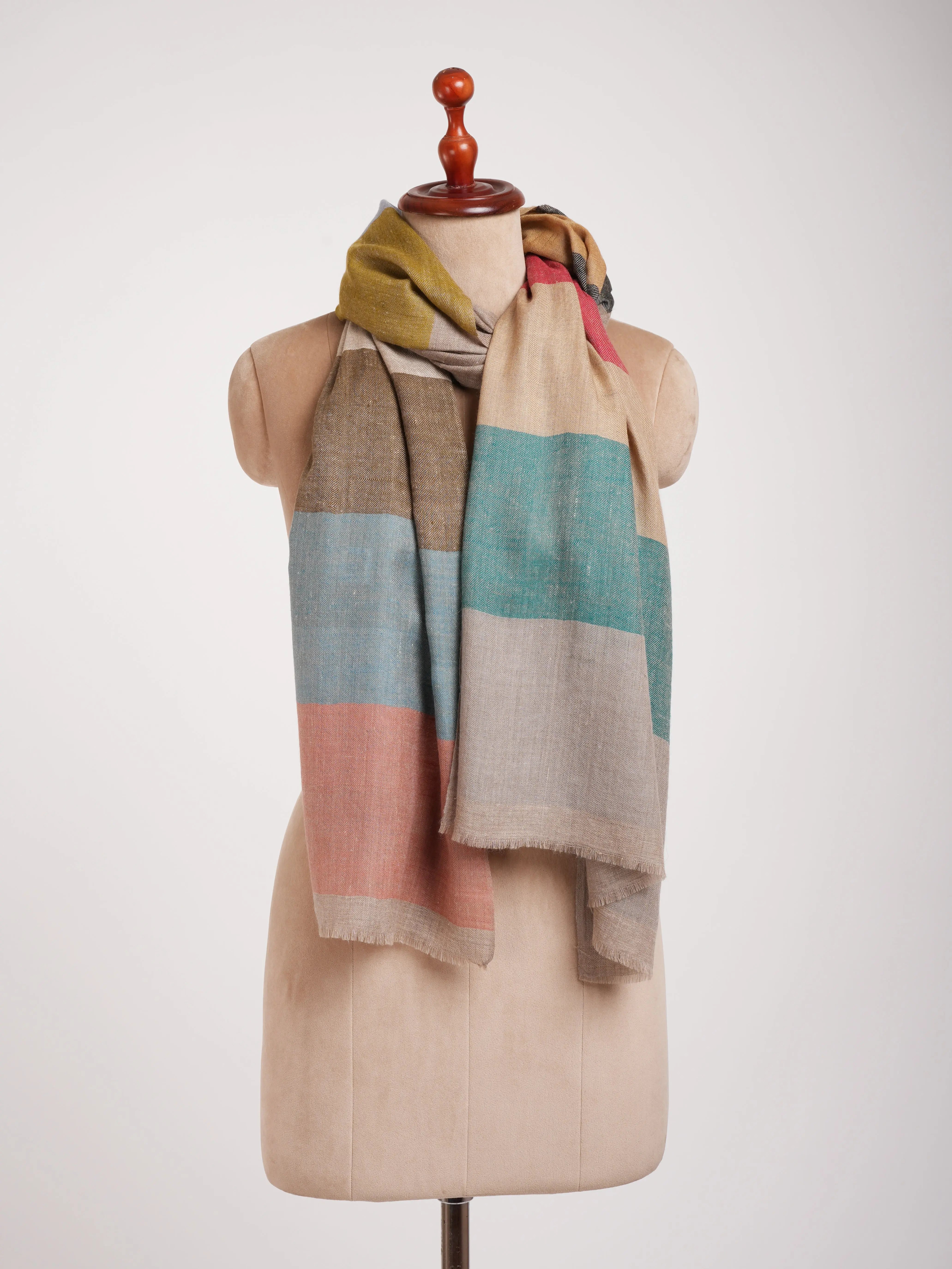 Modern Stripe Handwoven Cashmere Scarf Shahkaar