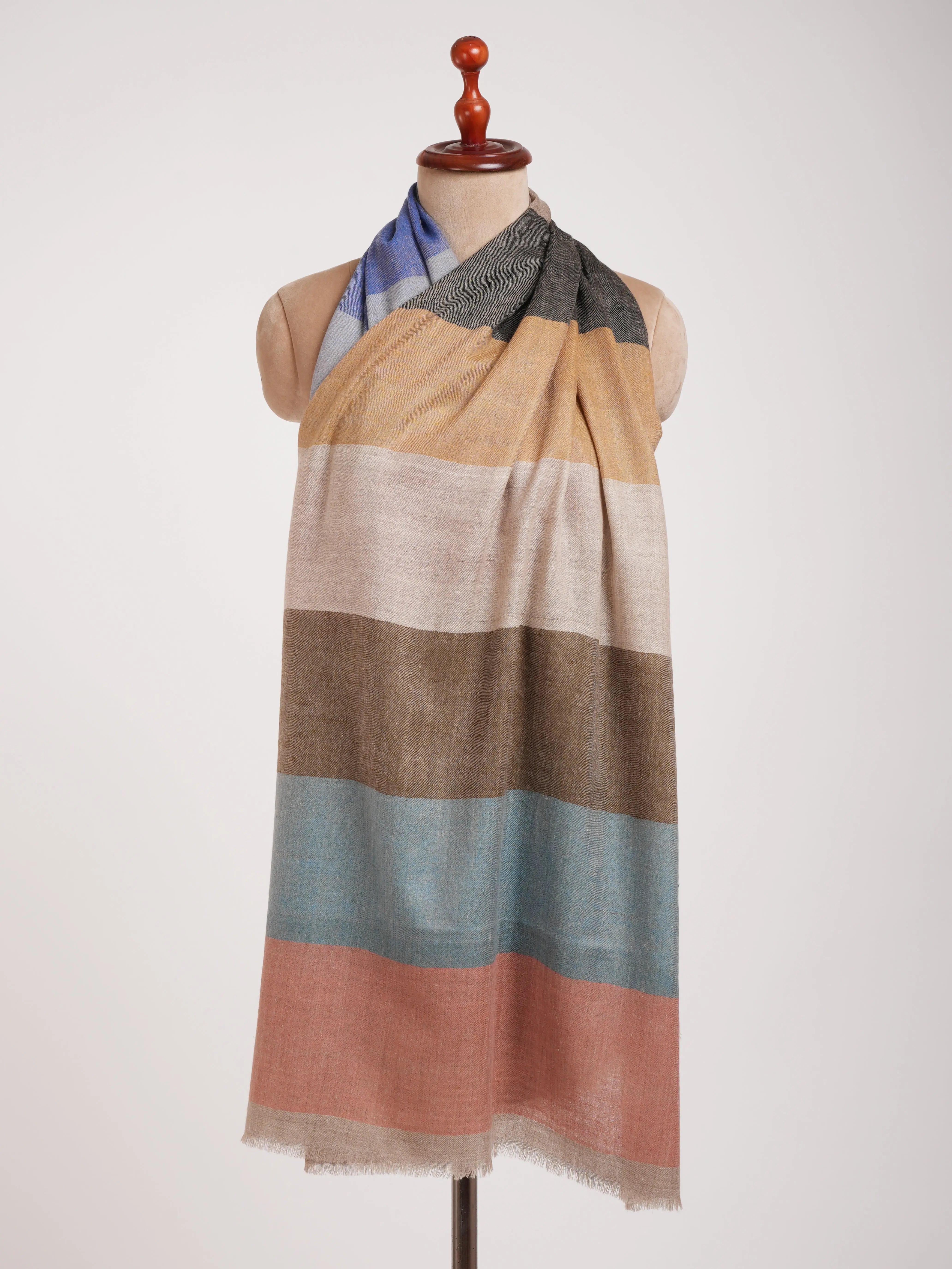 Modern Stripe Handwoven Cashmere Stole Shahkaar