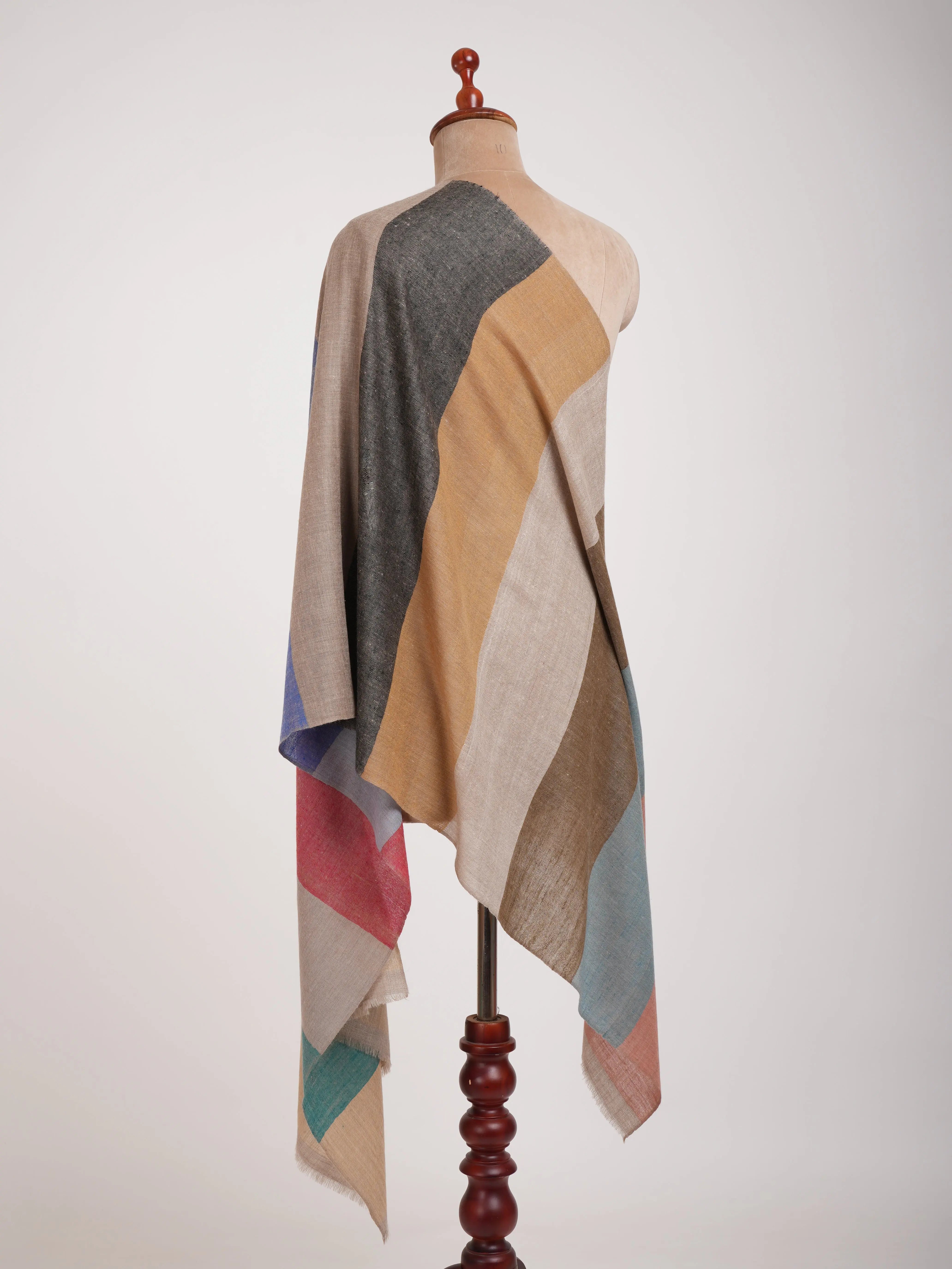 Modern Stripe Handwoven Cashmere Stole Shahkaar