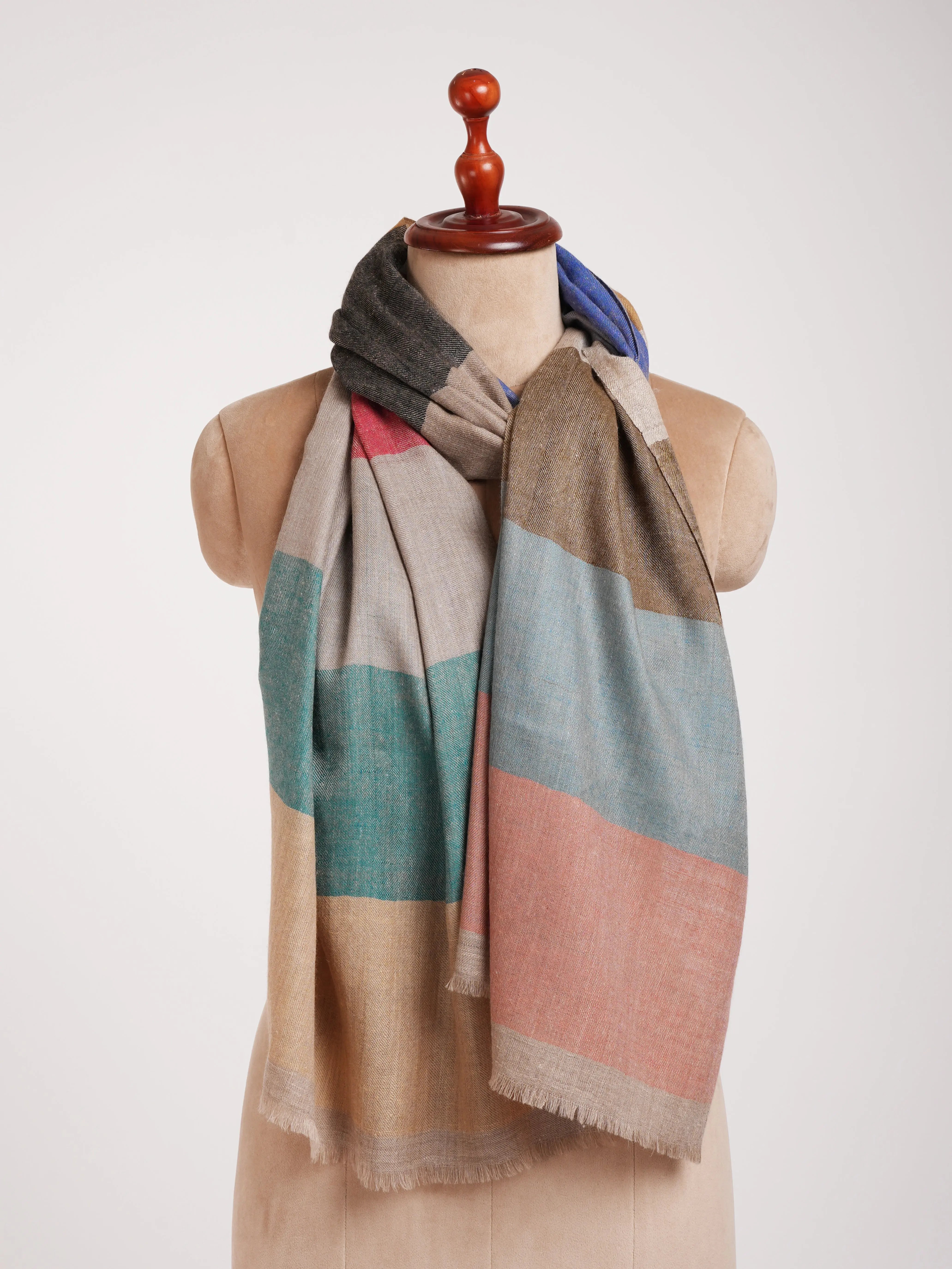 Modern Stripe Handwoven Cashmere Stole Shahkaar