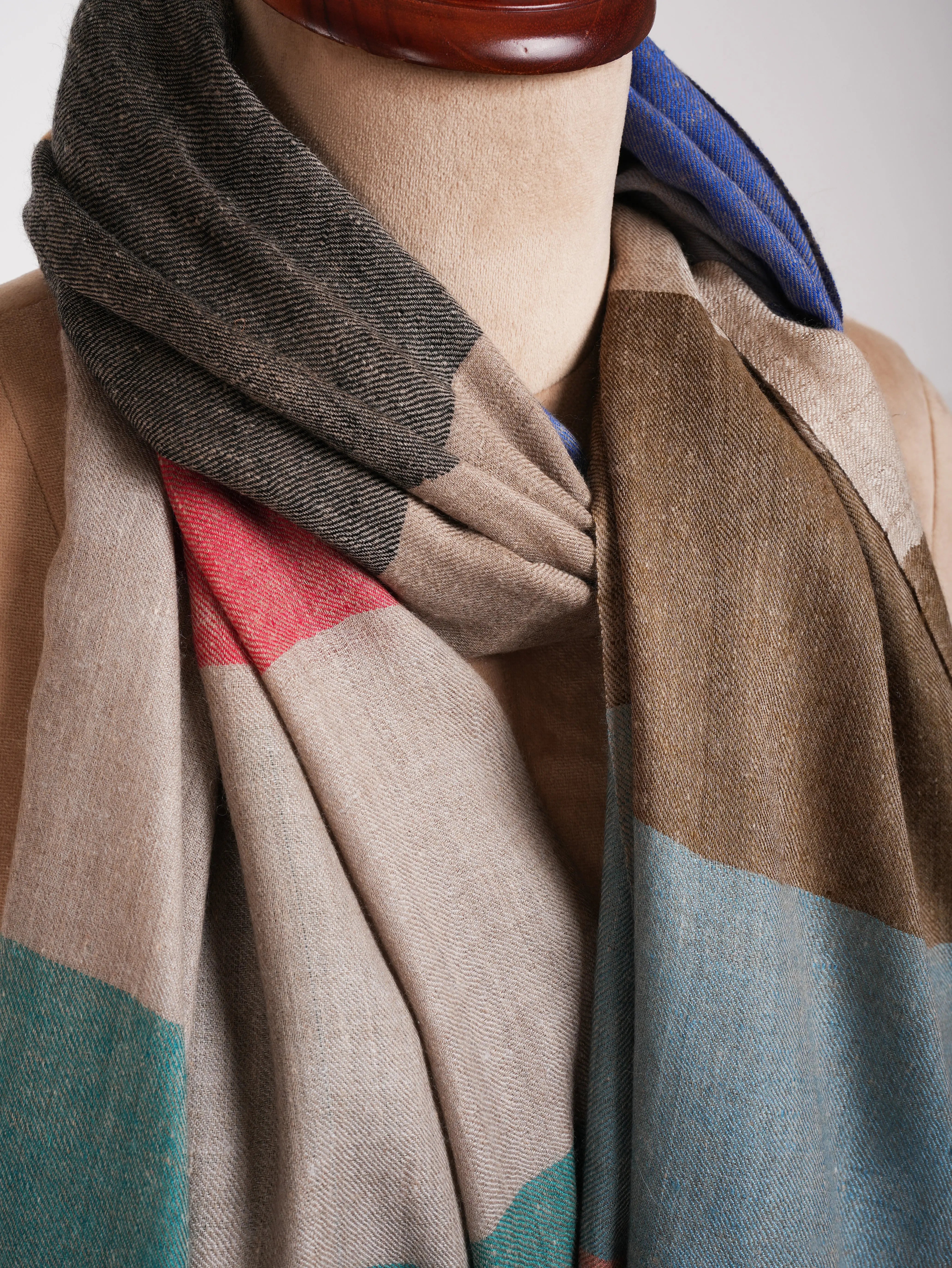 Modern Stripe Handwoven Cashmere Stole Shahkaar