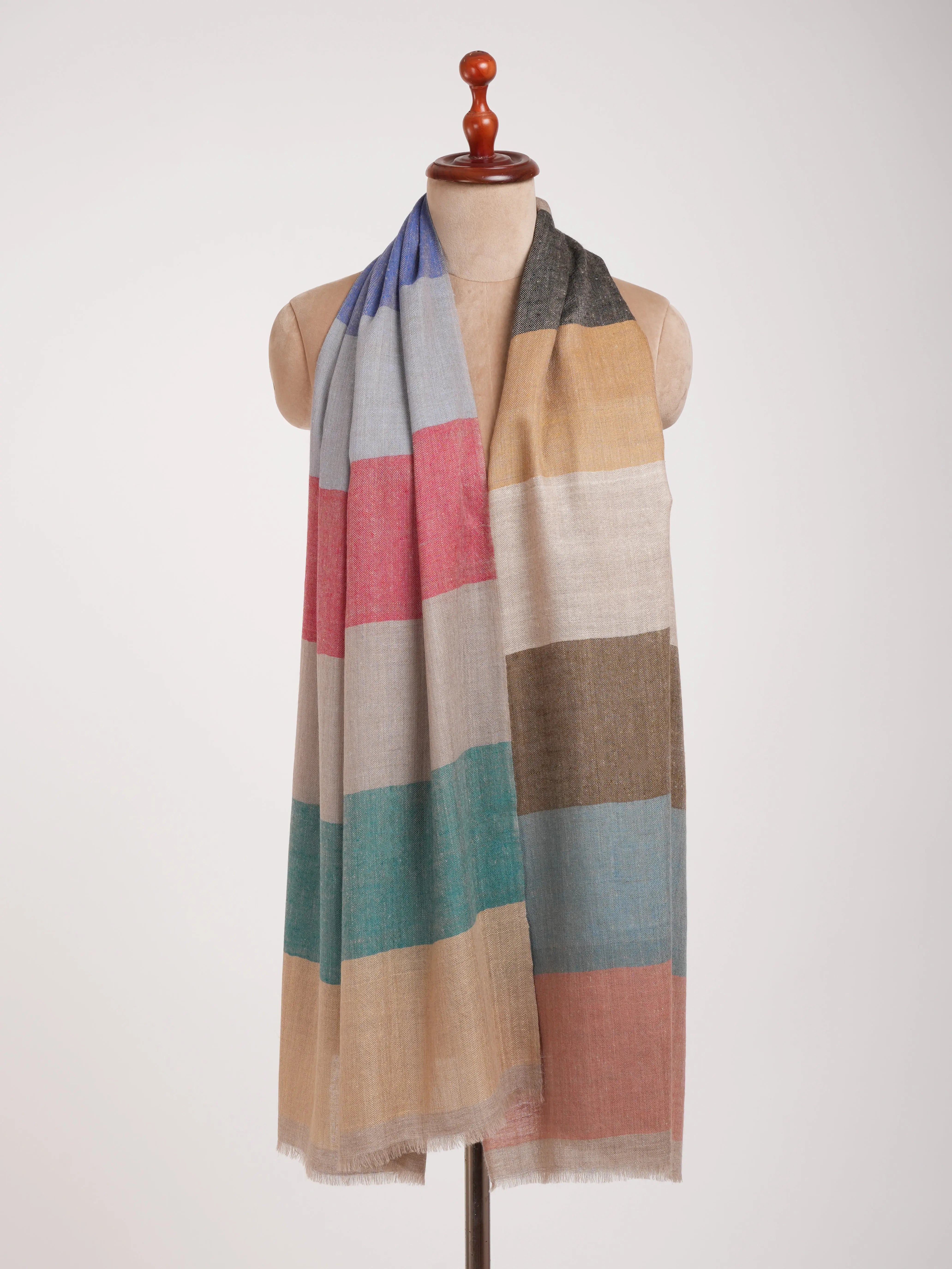 Modern Stripe Handwoven Cashmere Stole Shahkaar