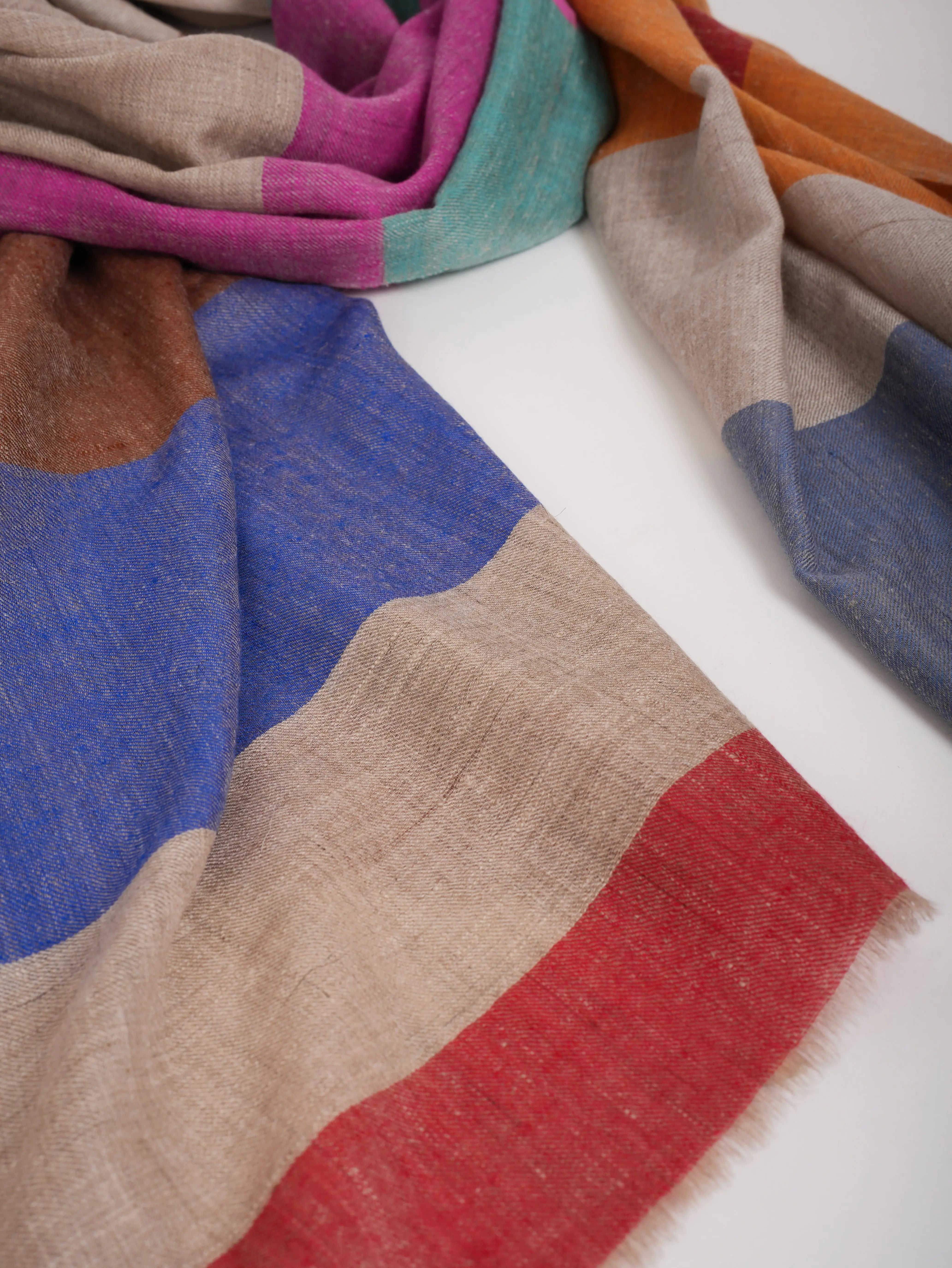 Modern Stripe Handwoven Indian Cashmere Wrap Shahkaar