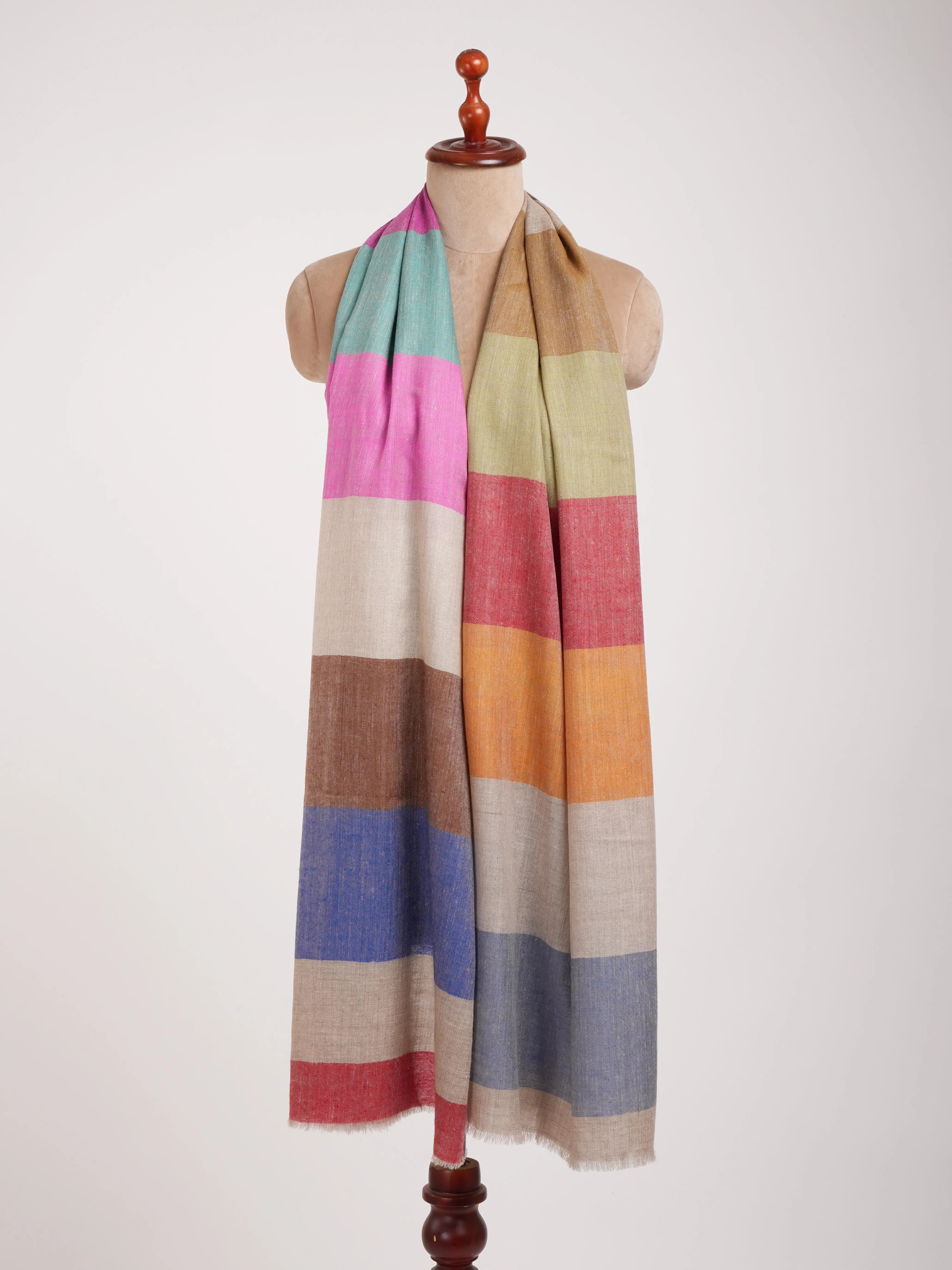 Modern Stripe Handwoven Indian Cashmere Wrap Shahkaar