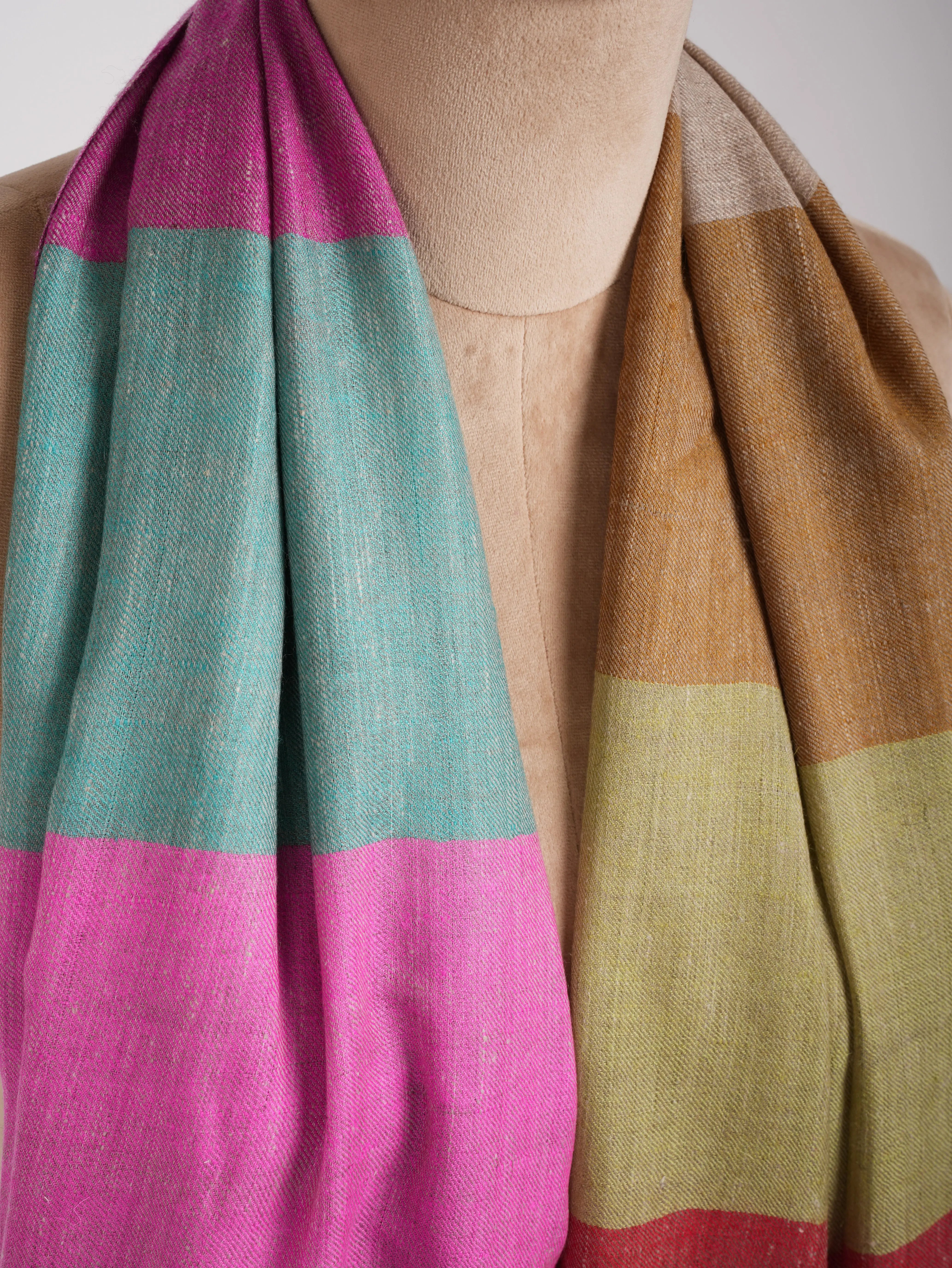 Modern Stripe Handwoven Indian Cashmere Wrap Shahkaar
