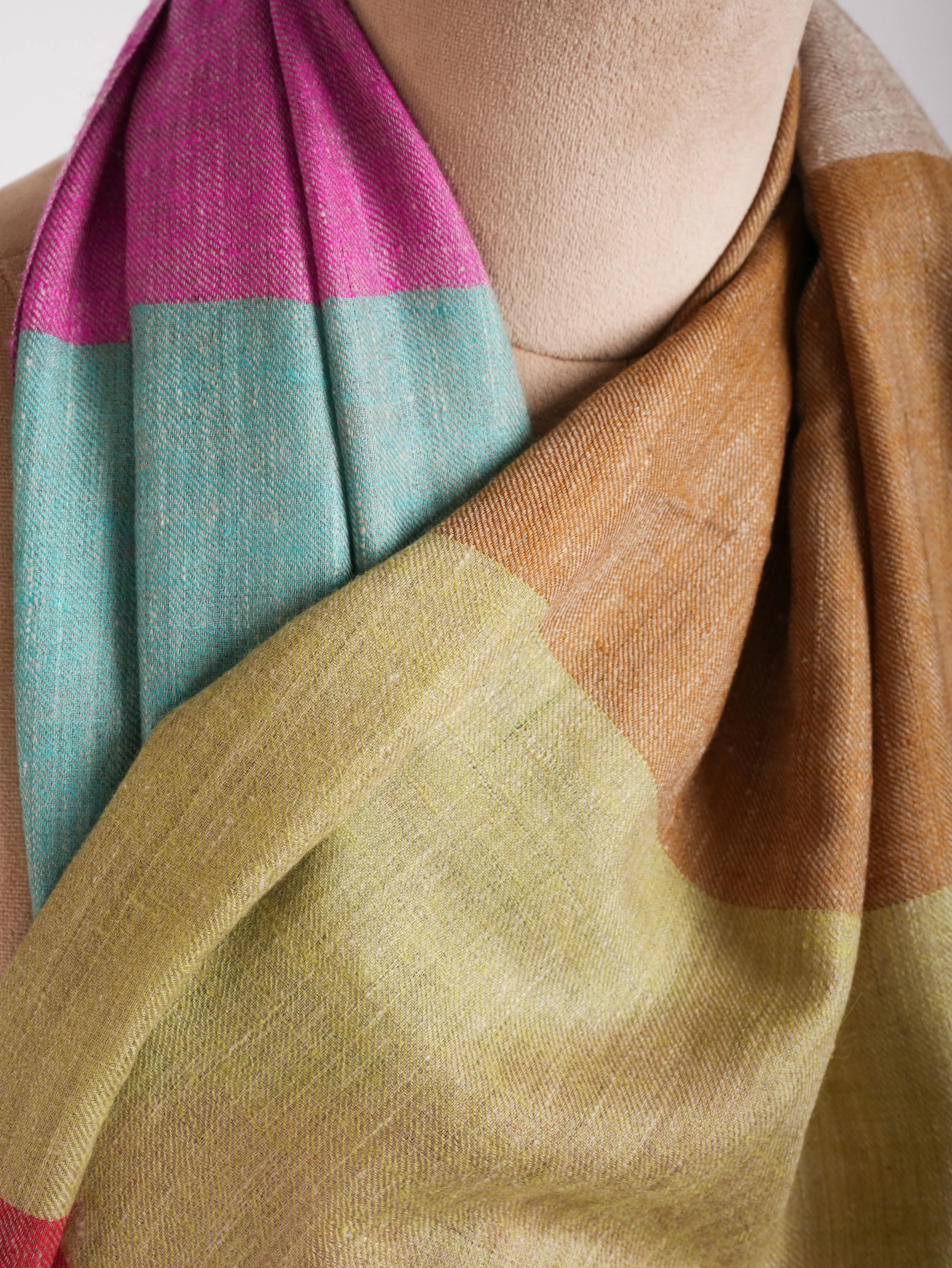 Modern Stripe Handwoven Indian Cashmere Wrap Shahkaar