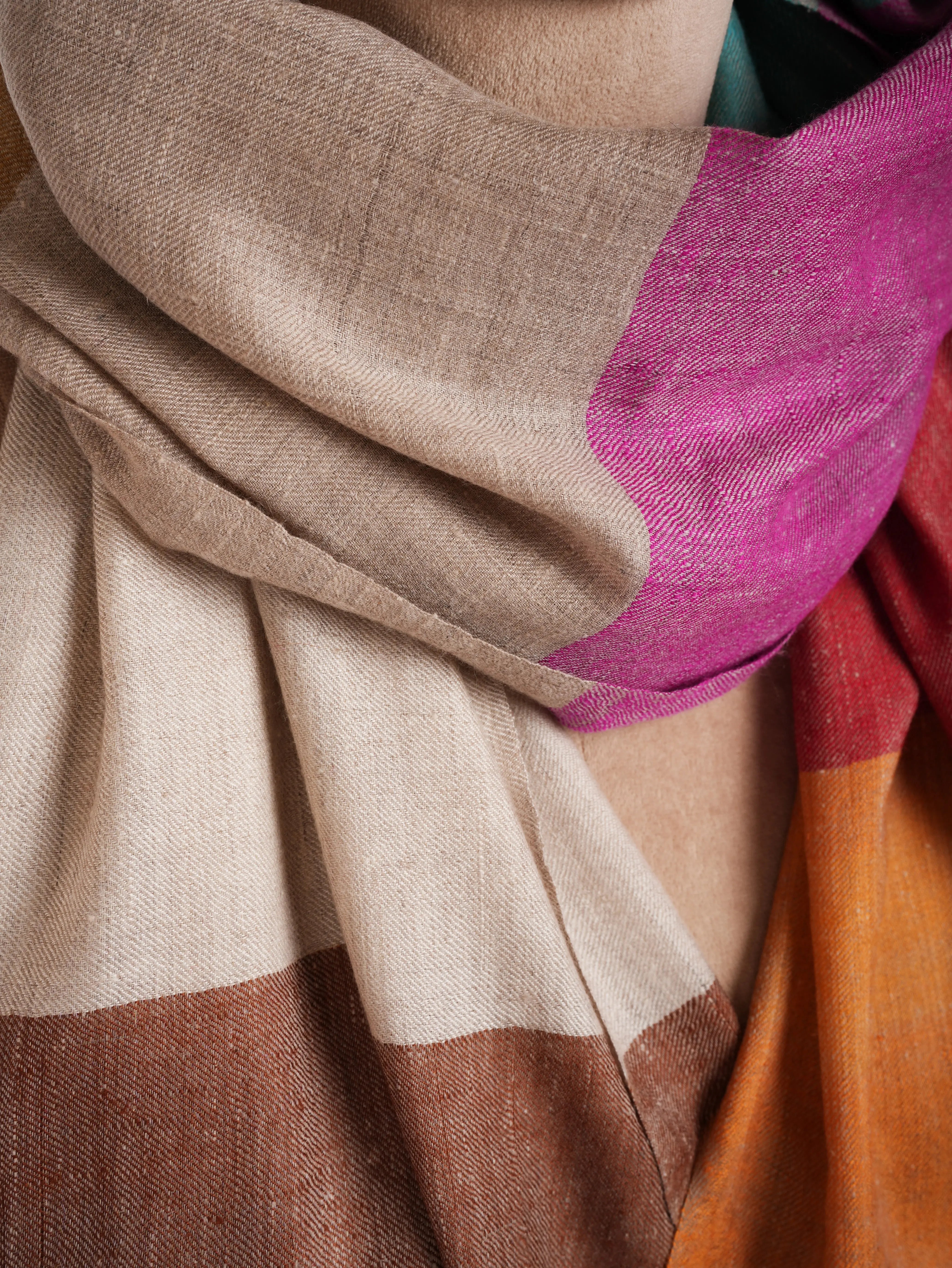 Modern Stripe Handwoven Indian Cashmere Wrap Shahkaar