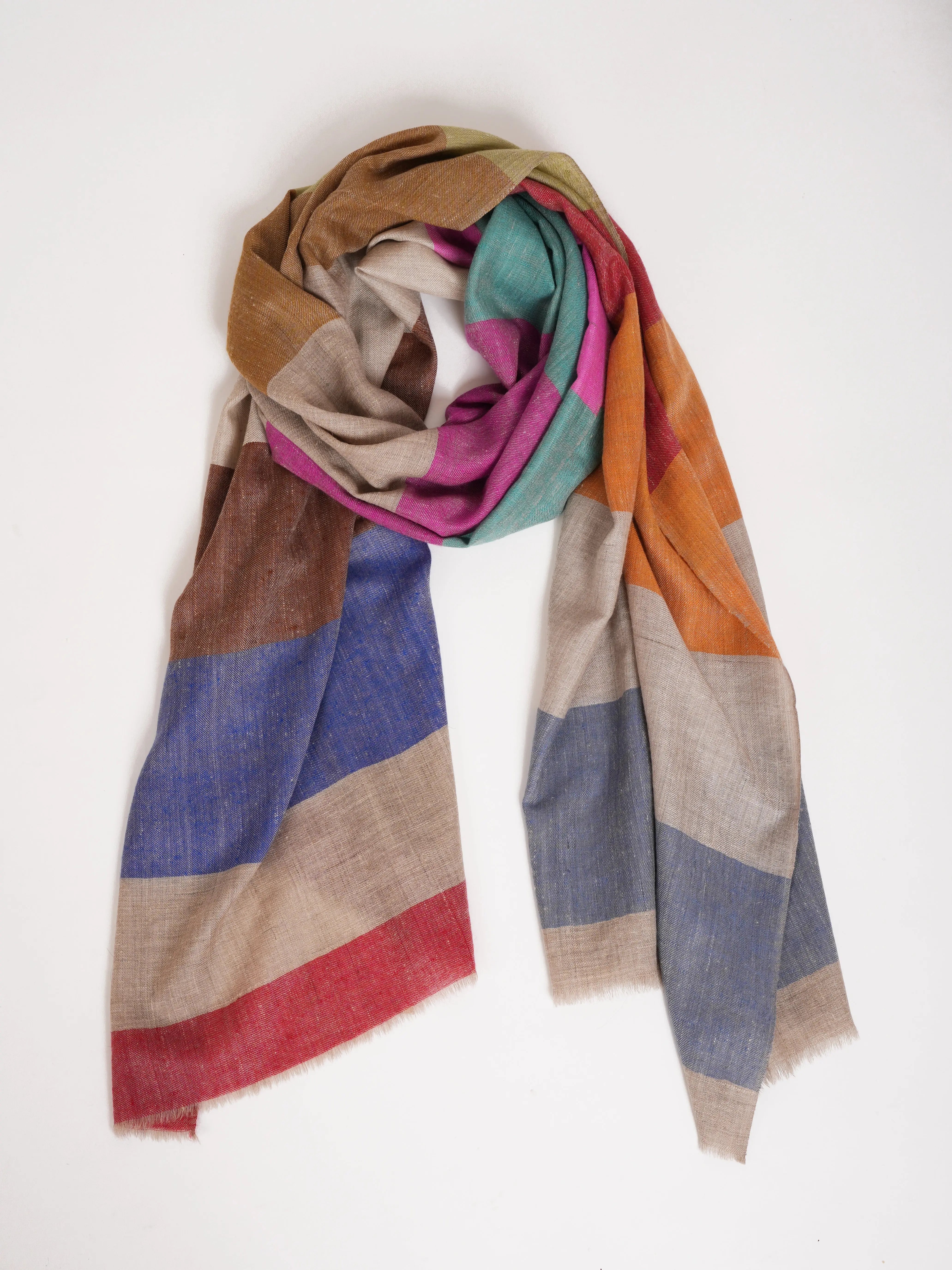 Modern Stripe Handwoven Indian Cashmere Wrap Shahkaar