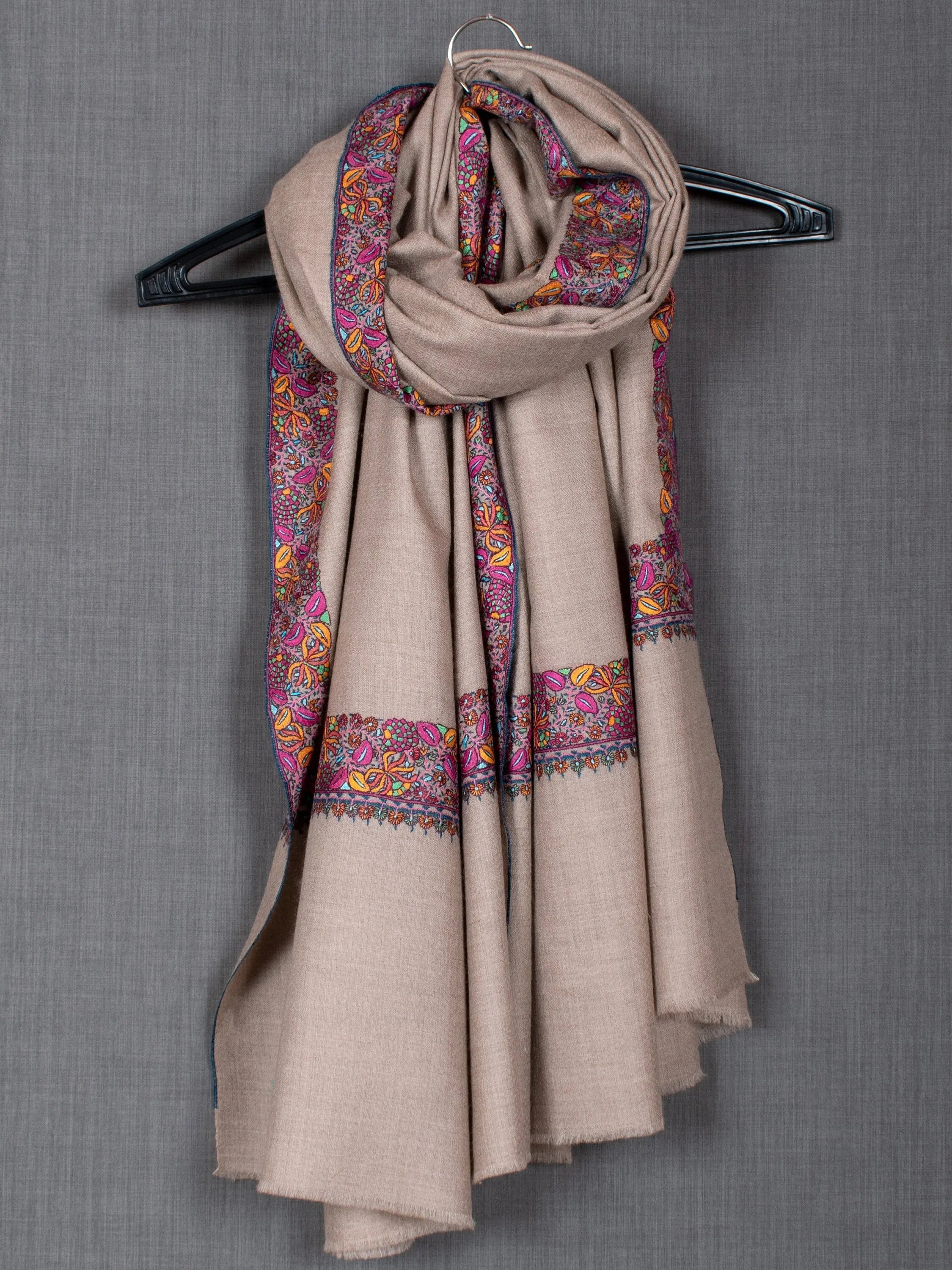 Mother's Day Manal Pashmina Shawl, Papermache Work, Handmade, 40x80" Shahkaar