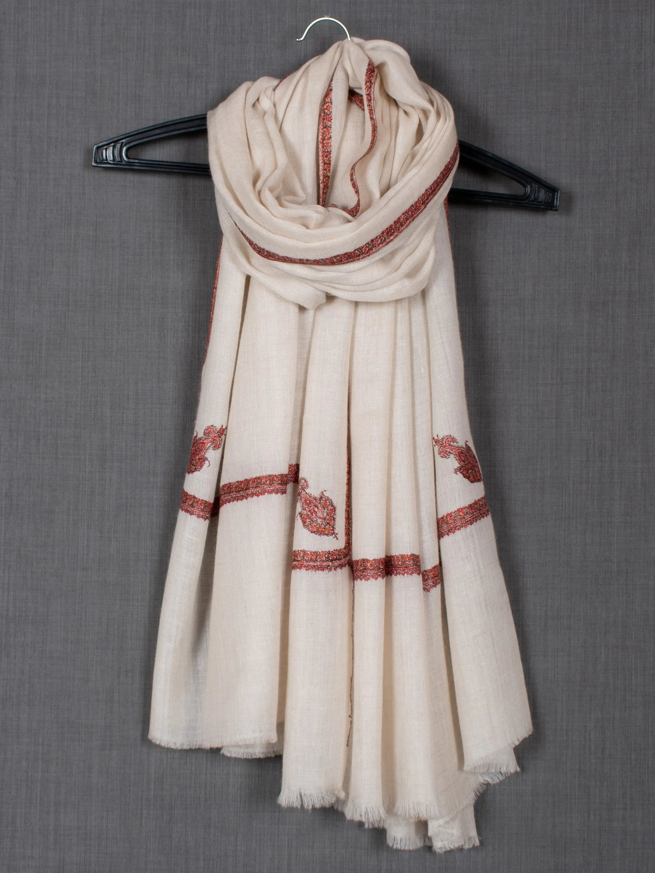 Mother's Day Sabeera Embroidered Shawl, Pure Pashmina Wrap, Very Soft, 40x80" Shahkaar