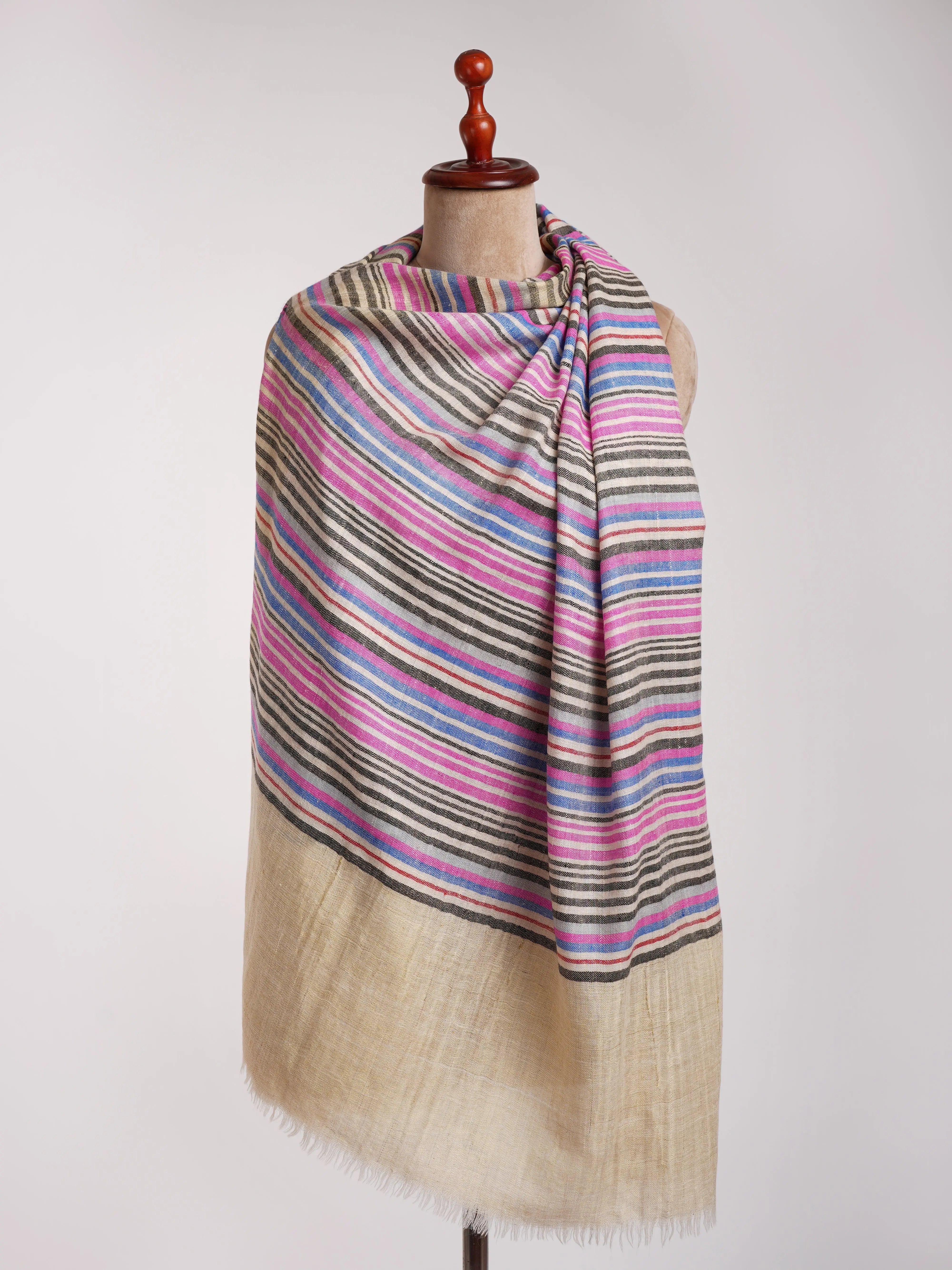 Multi Color Stripe Contemporary Pashmina Shawl Shahkaar