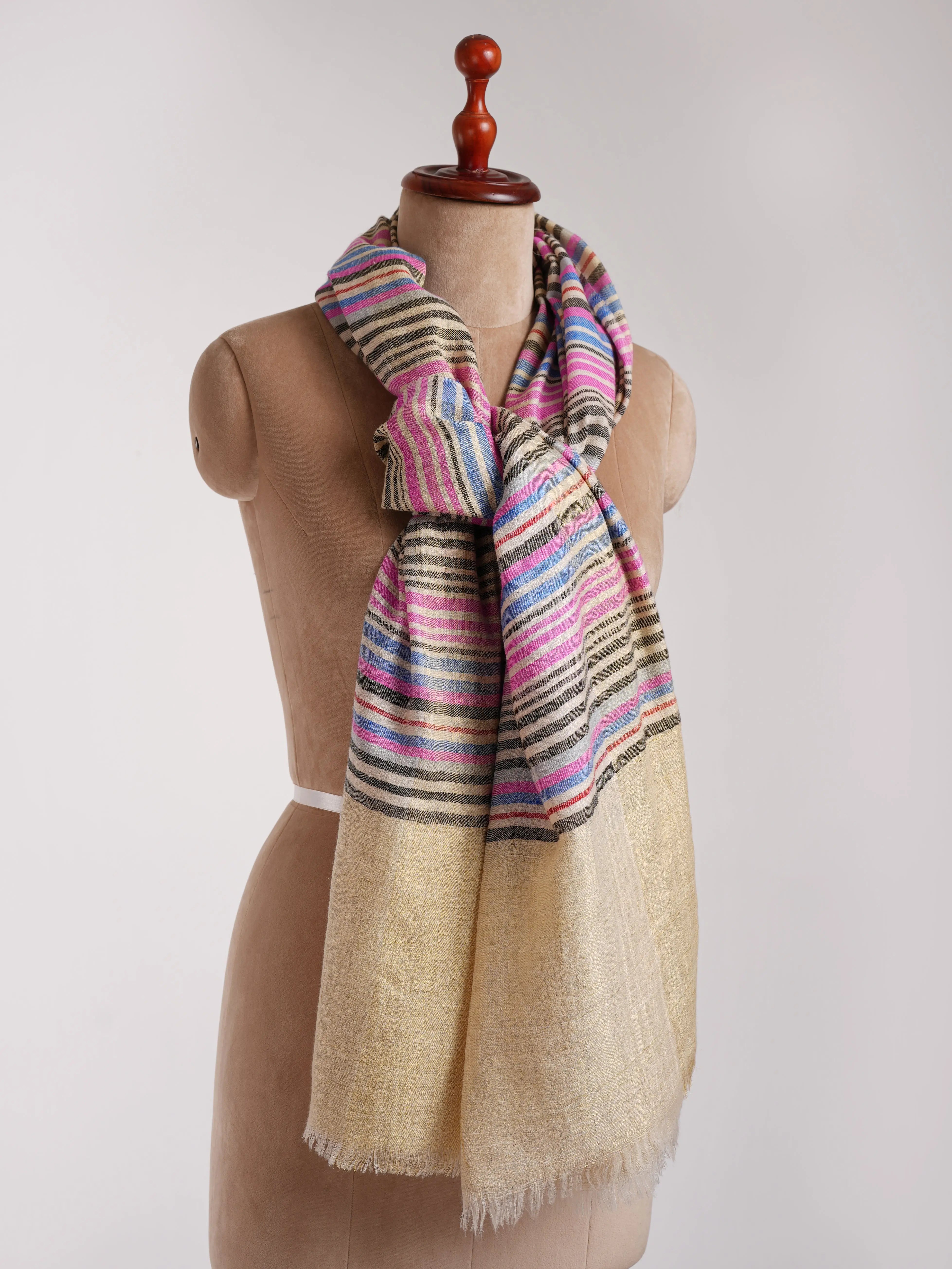 Multi Color Stripe Contemporary Pashmina Shawl Shahkaar
