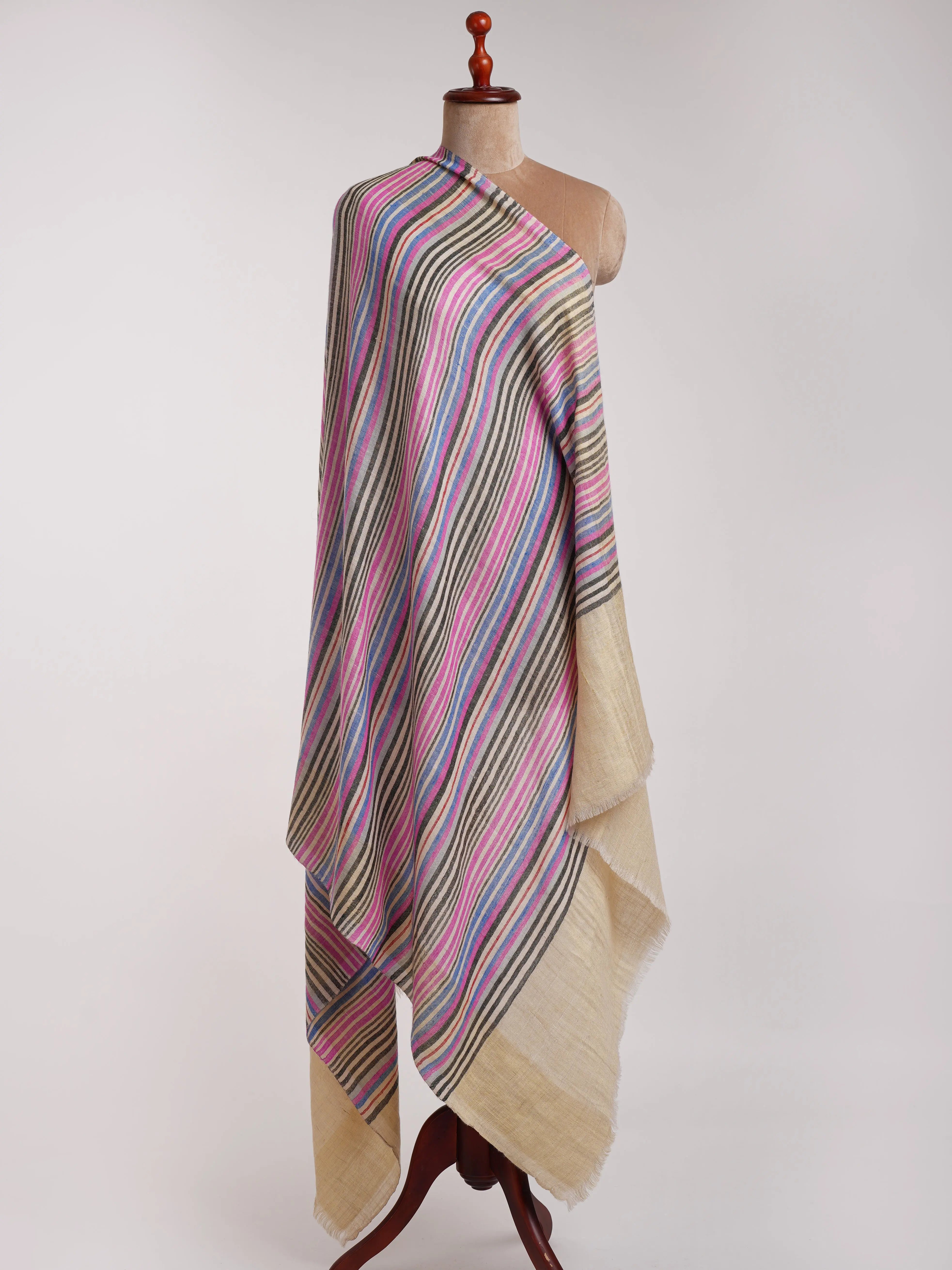 Multi Color Stripe Contemporary Pashmina Shawl Shahkaar