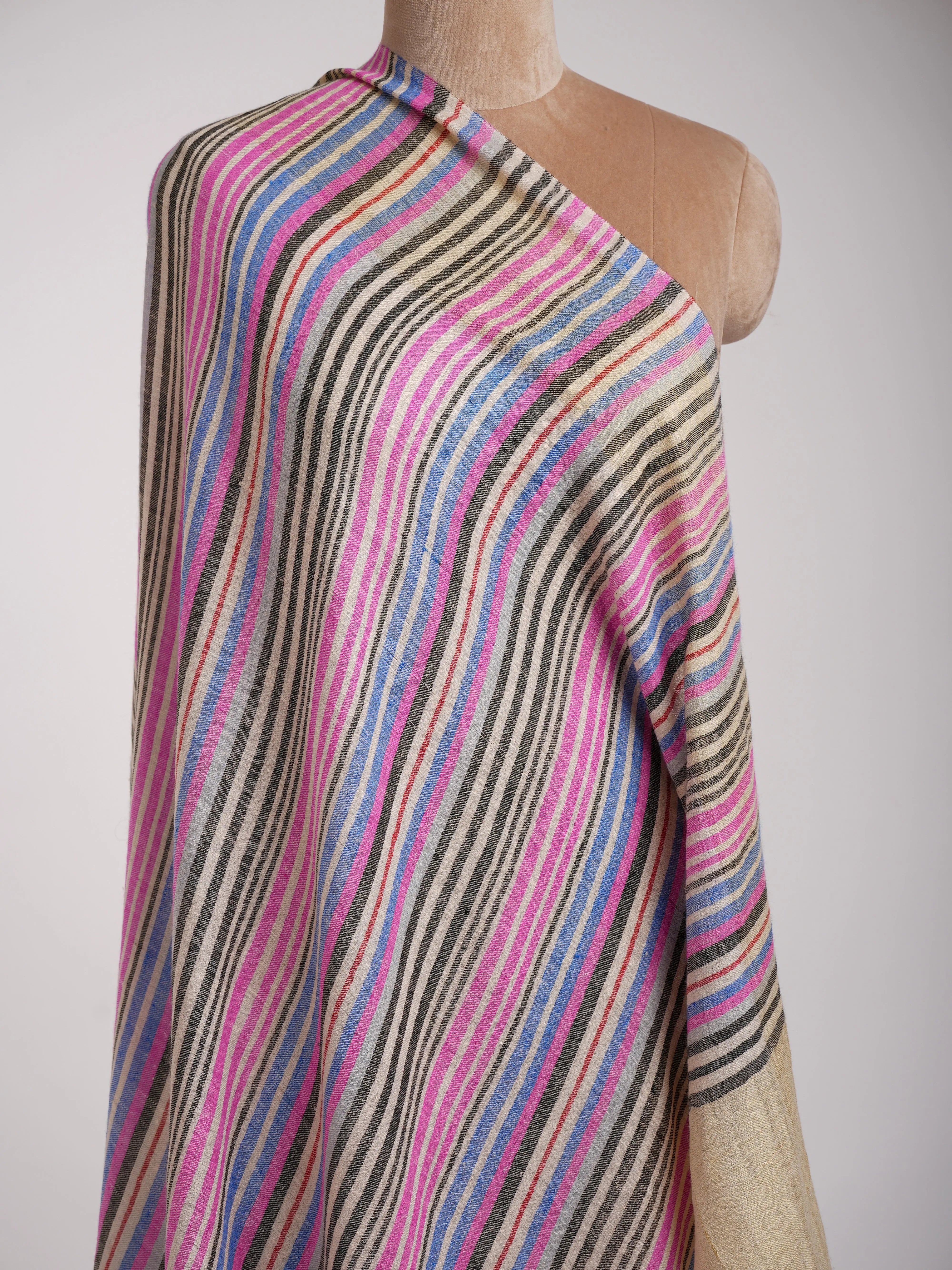 Multi Color Stripe Contemporary Pashmina Shawl Shahkaar