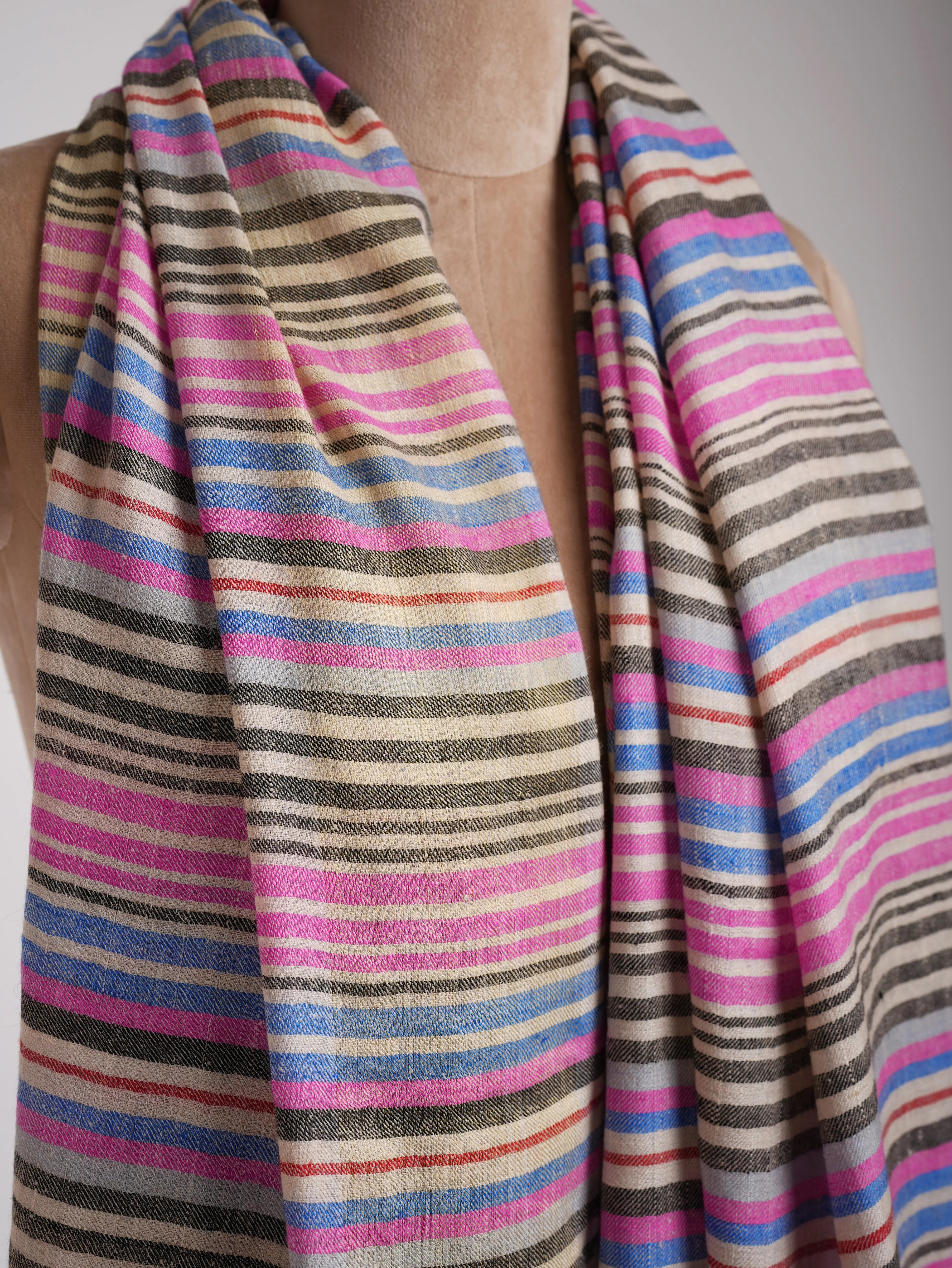 Multi Color Stripe Contemporary Pashmina Shawl Shahkaar