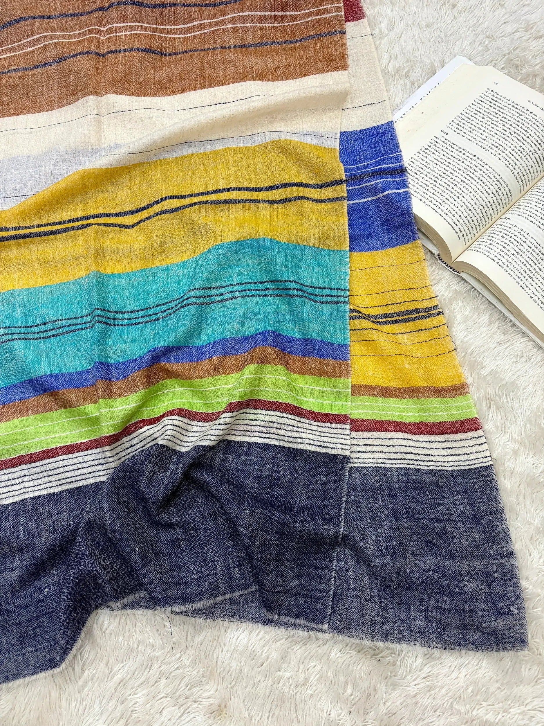 Multi Color Stripped Handloomed Cashmere Scarf - KENT Shahkaar
