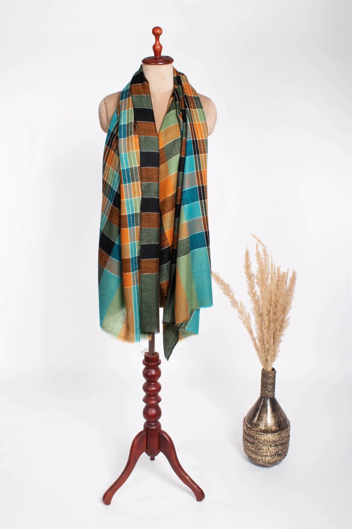 MultiColor Check Fine Woven Pashmina Wrap - WALDEN Shahkaar