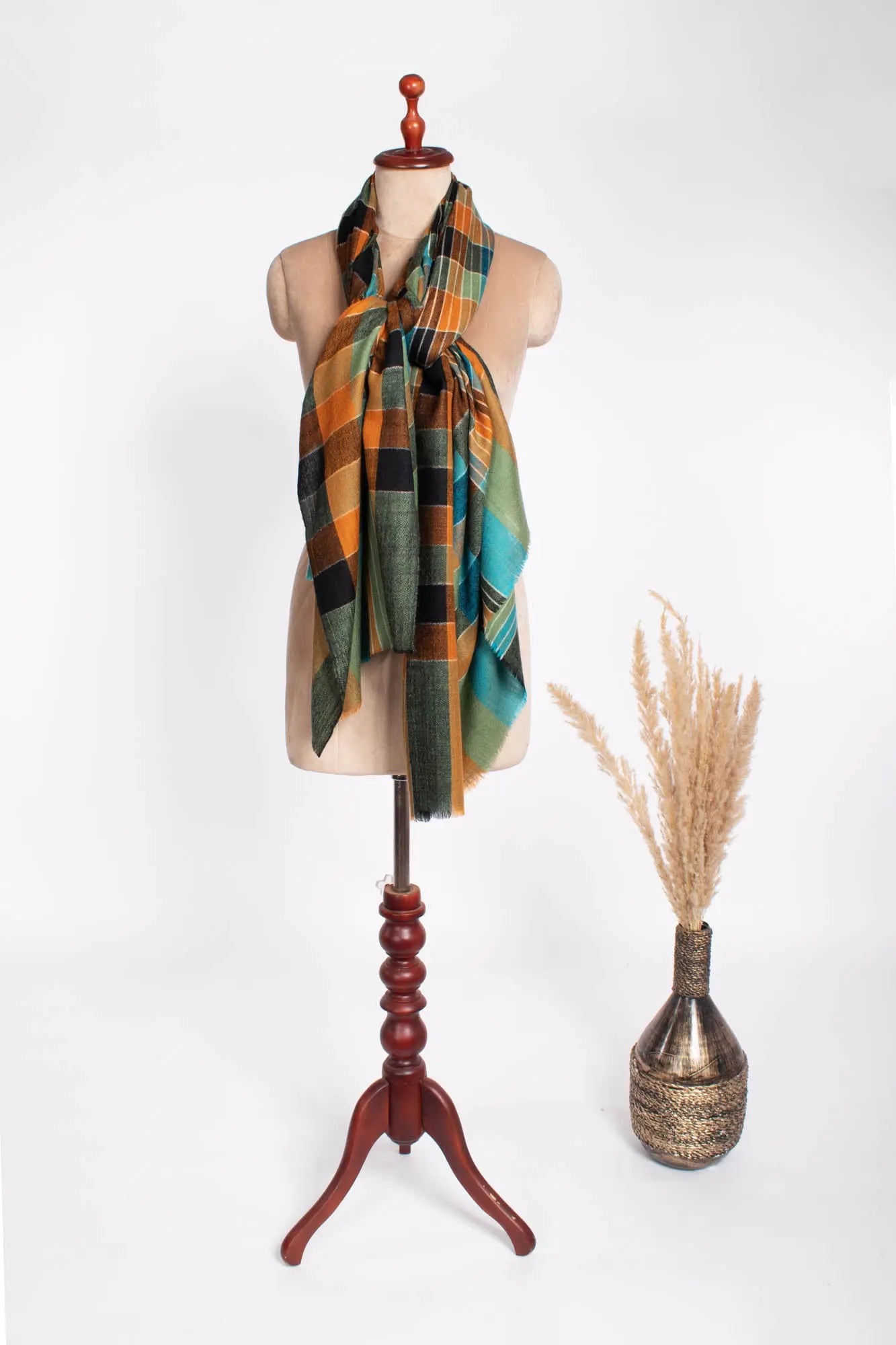 MultiColor Check Fine Woven Pashmina Wrap - WALDEN Shahkaar