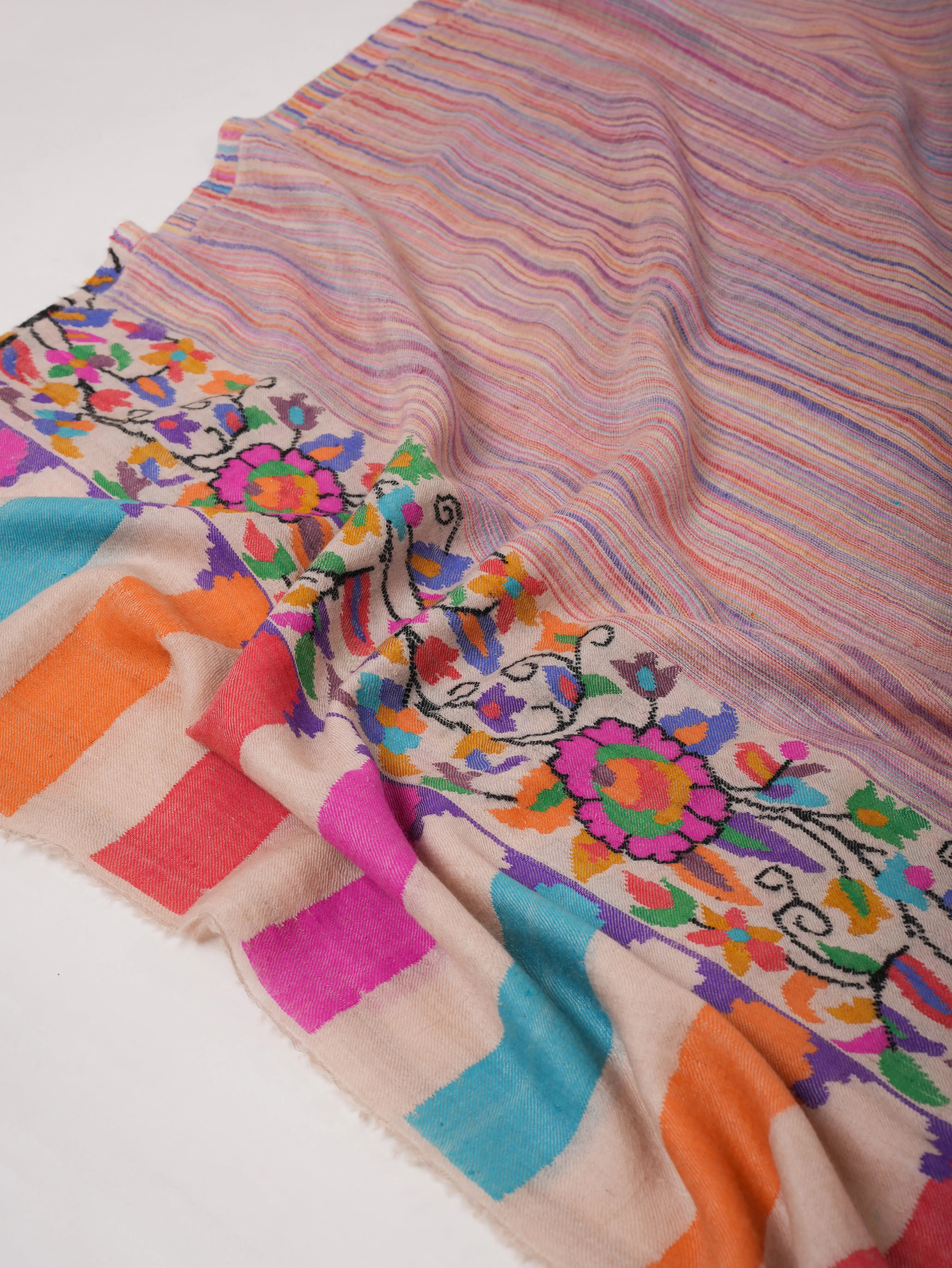 Multicolor Palla Handwoven Kani Cashmere Stole Shahkaar