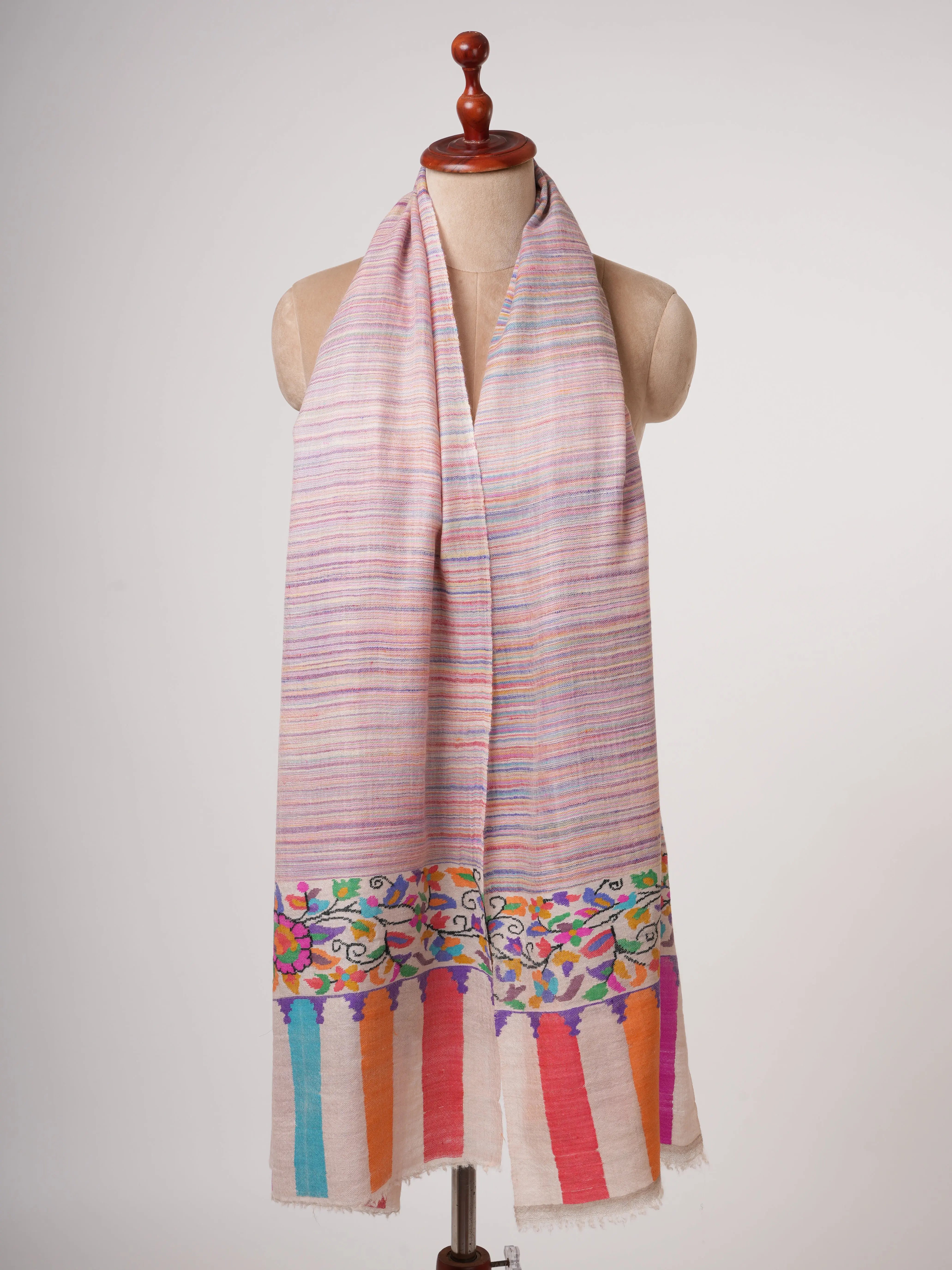 Multicolor Palla Handwoven Kani Cashmere Stole Shahkaar
